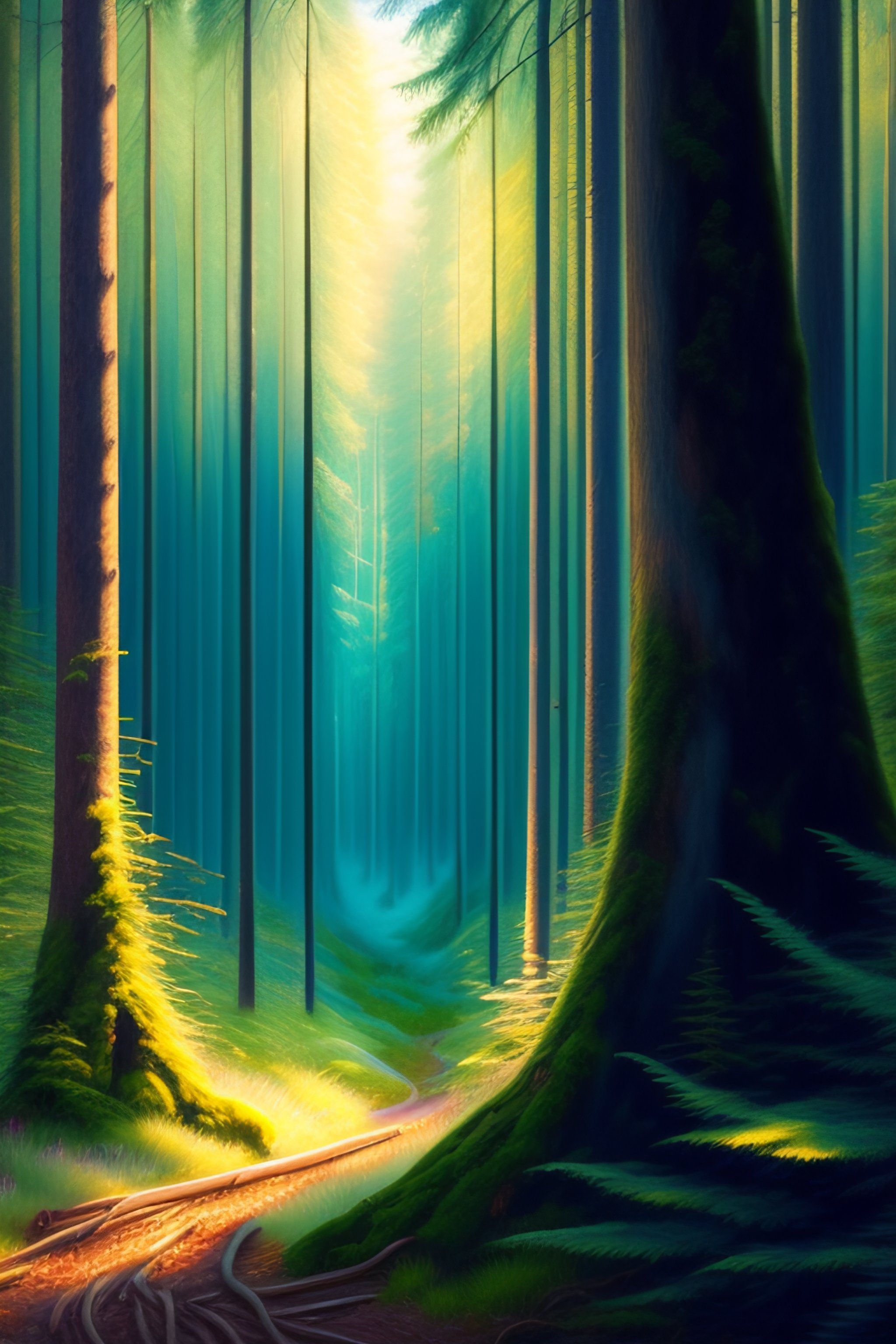 Lexica - Beautiful shop cover painting of a forest, extreme detail ...