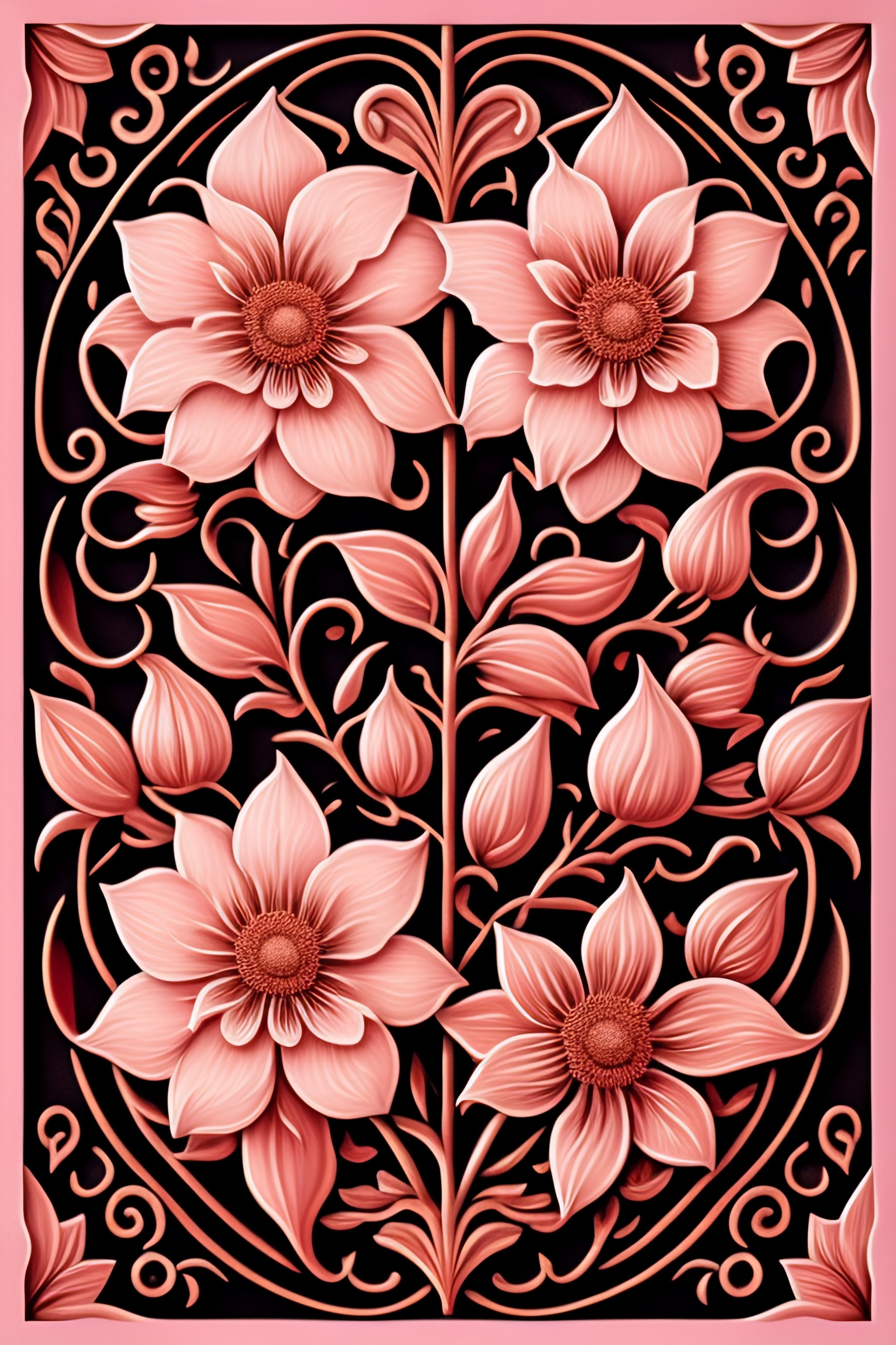 Lexica Classical Floral Elements Emanating From Center Woodcutting
