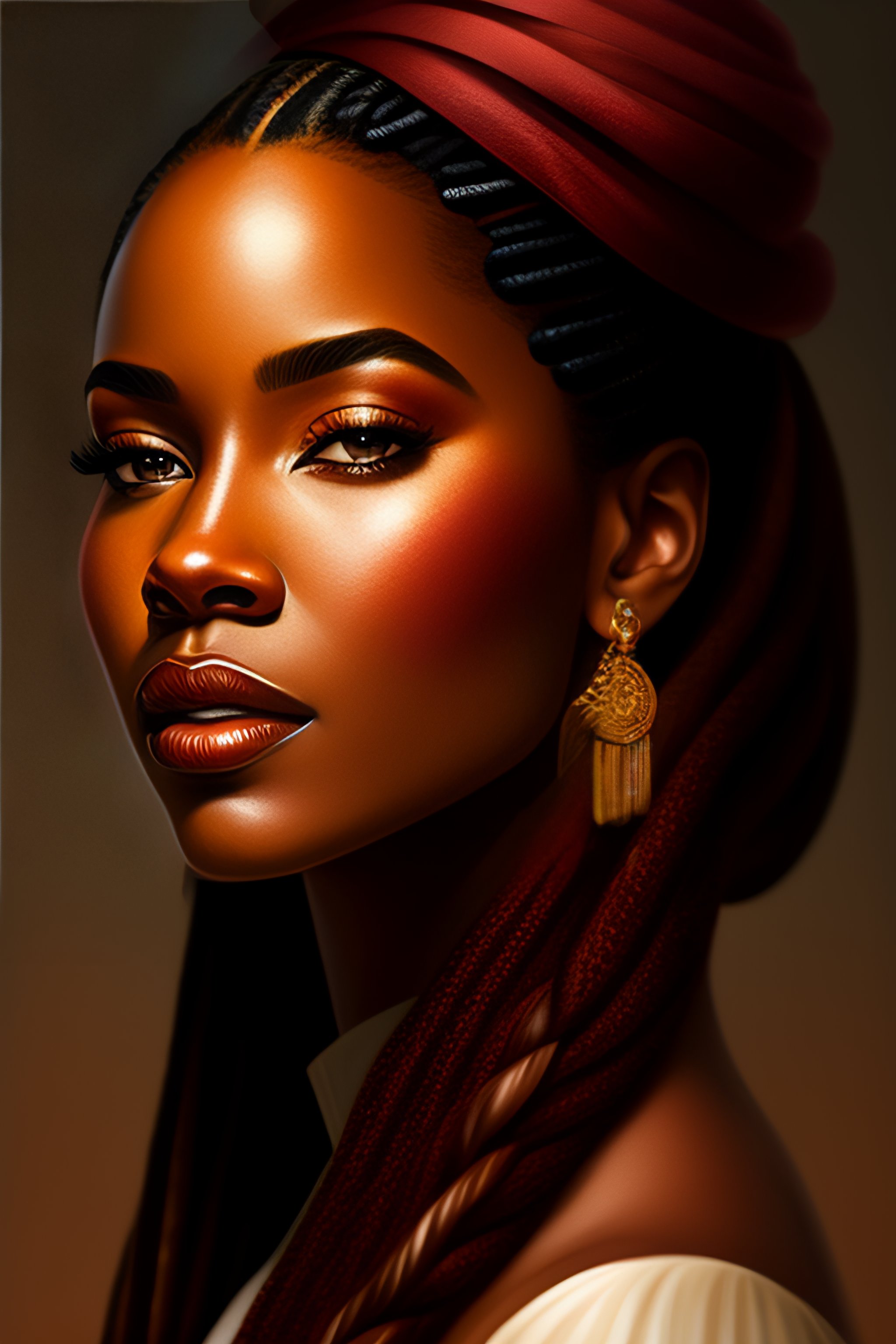 Lexica - Dramatic Portrait of a a light-skinned african american queen ...