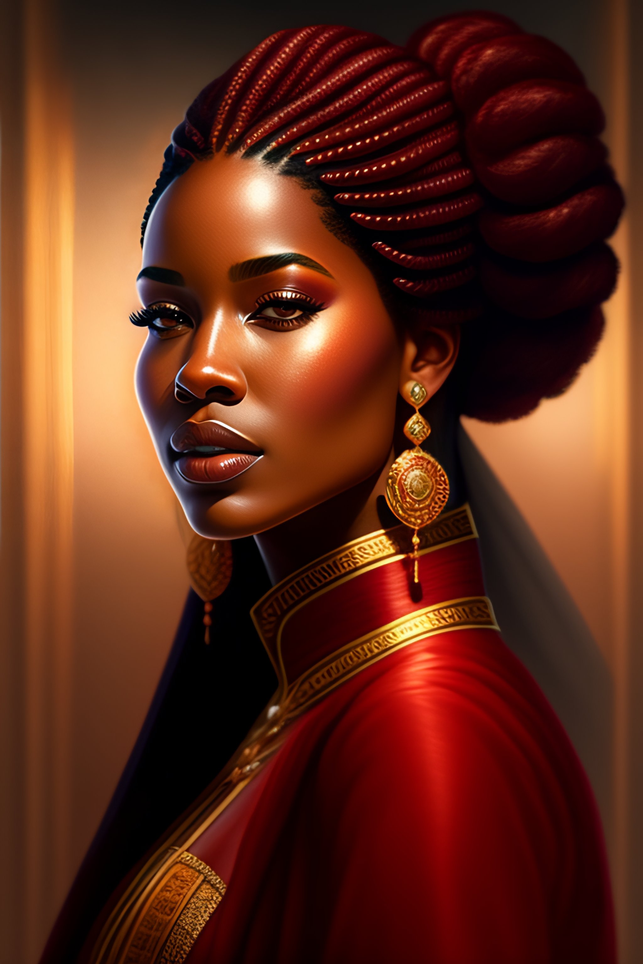 Lexica - Dramatic Portrait of a a light-skinned african american queen ...