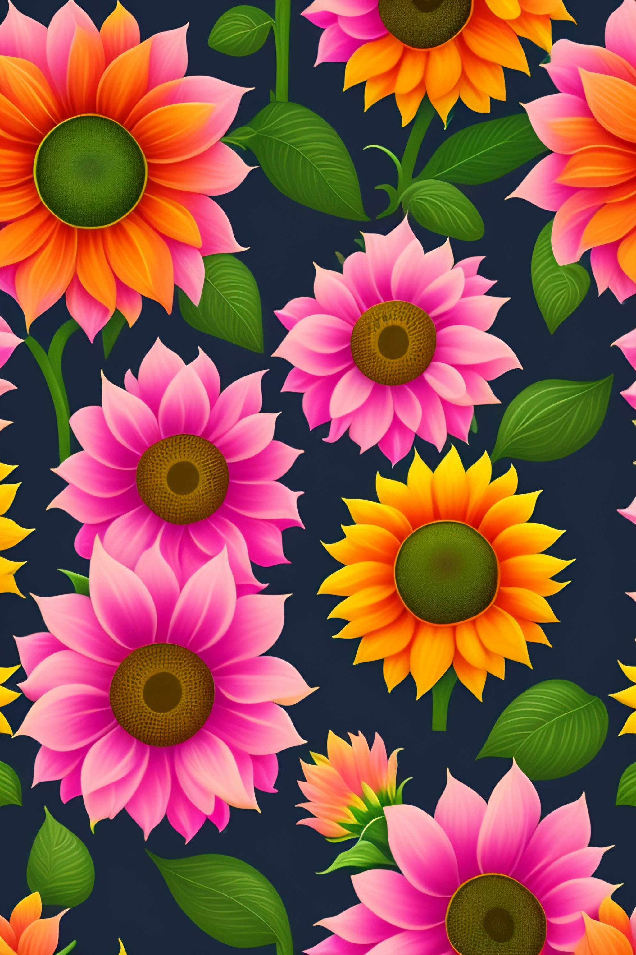 Lexica - Sunflower seamless pattern, pink, pastel colors, very detailed ...