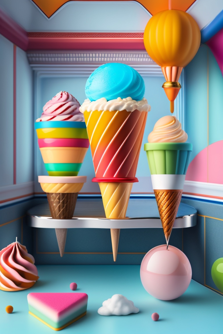 Lexica - Very colorful ice cream parlor with designer drawing with ...