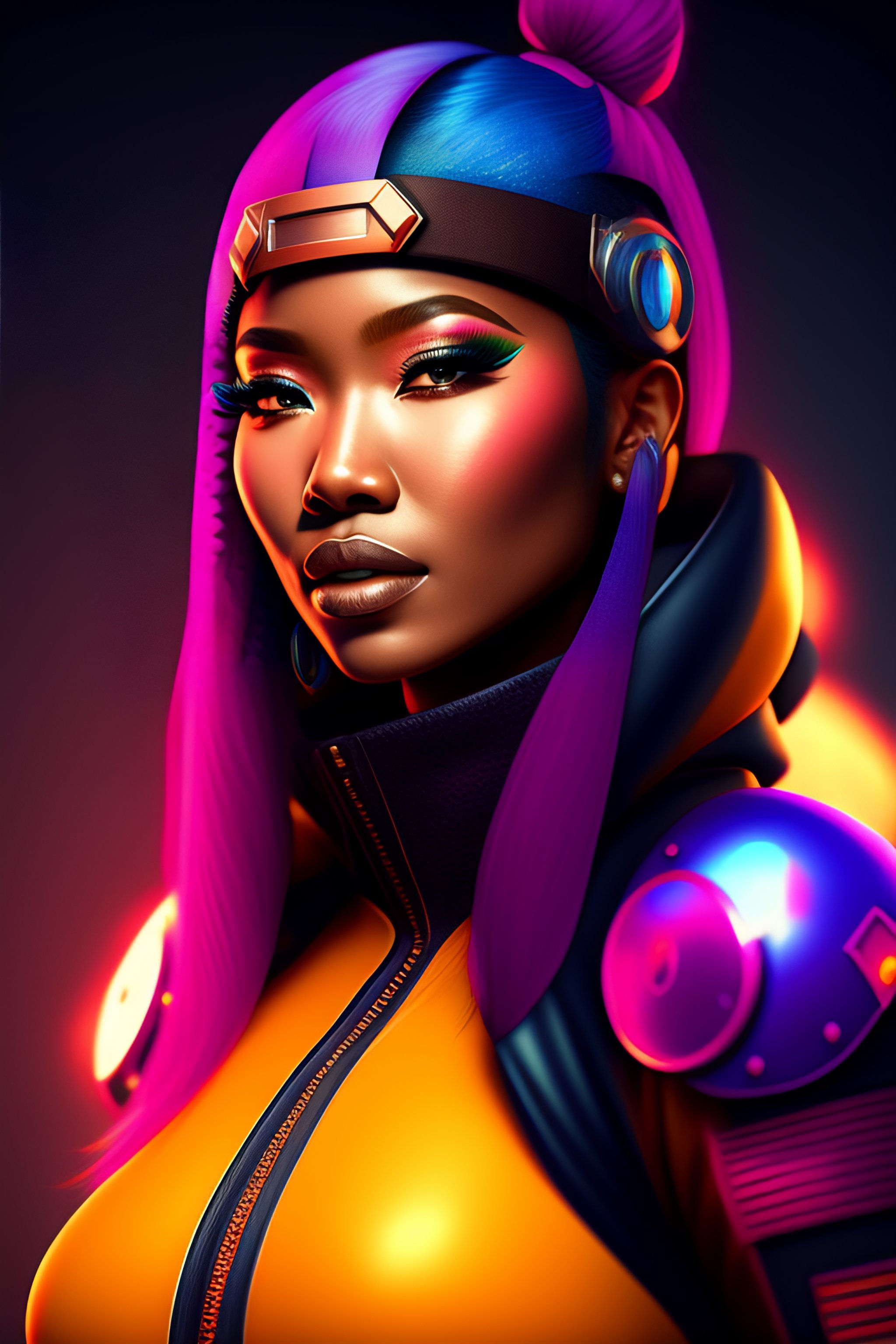 Lexica - Nicki ninaj as a Portrait of a cyberpunk cyborg ninja, third ...