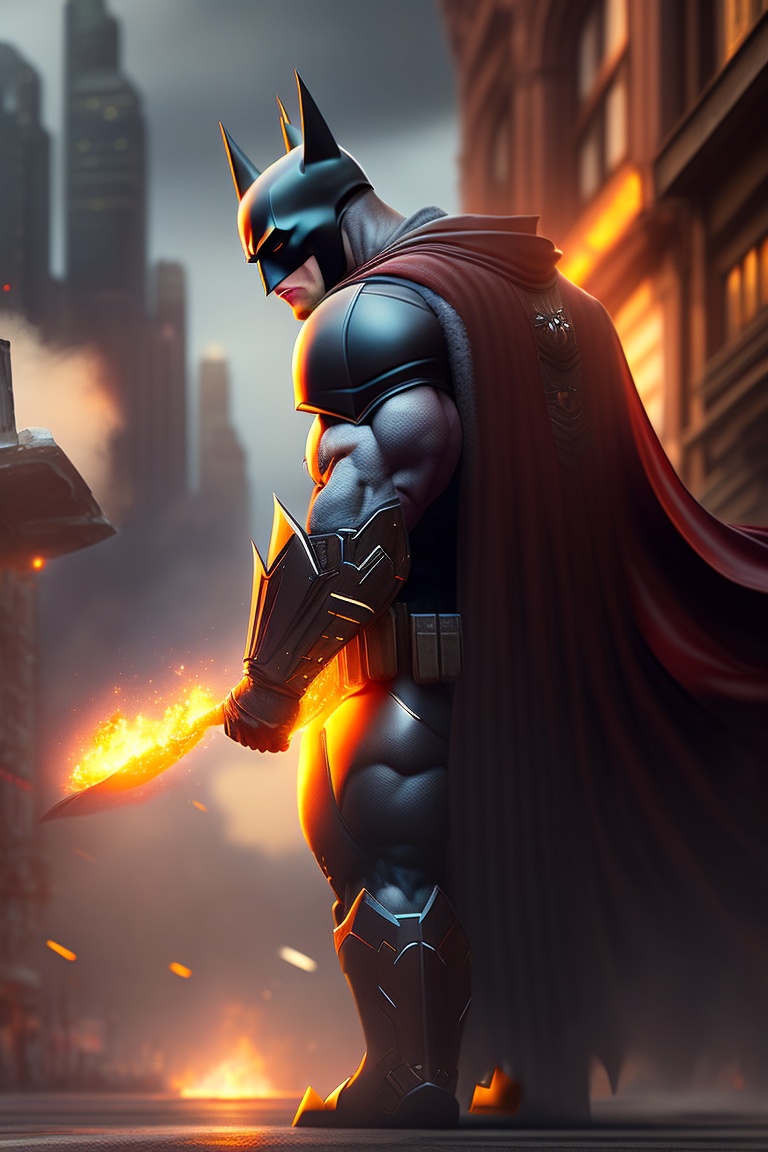 Lexica - Mutant batman, full body, background with buildings falling ...