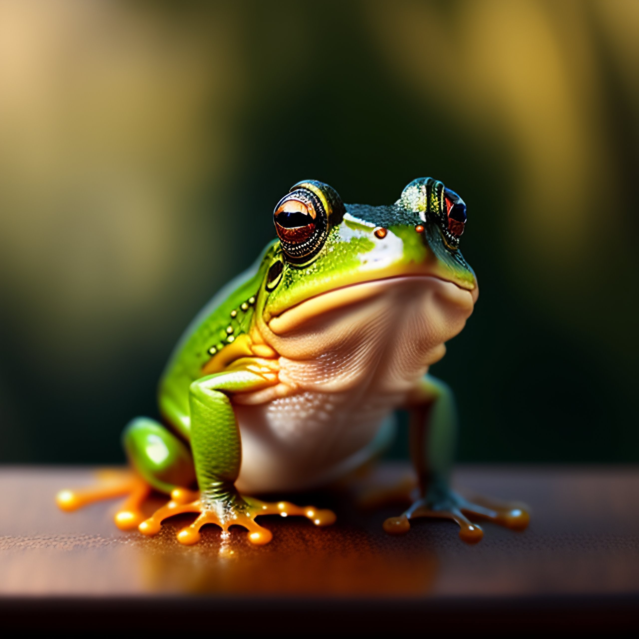 Lexica A frog jumping on a table