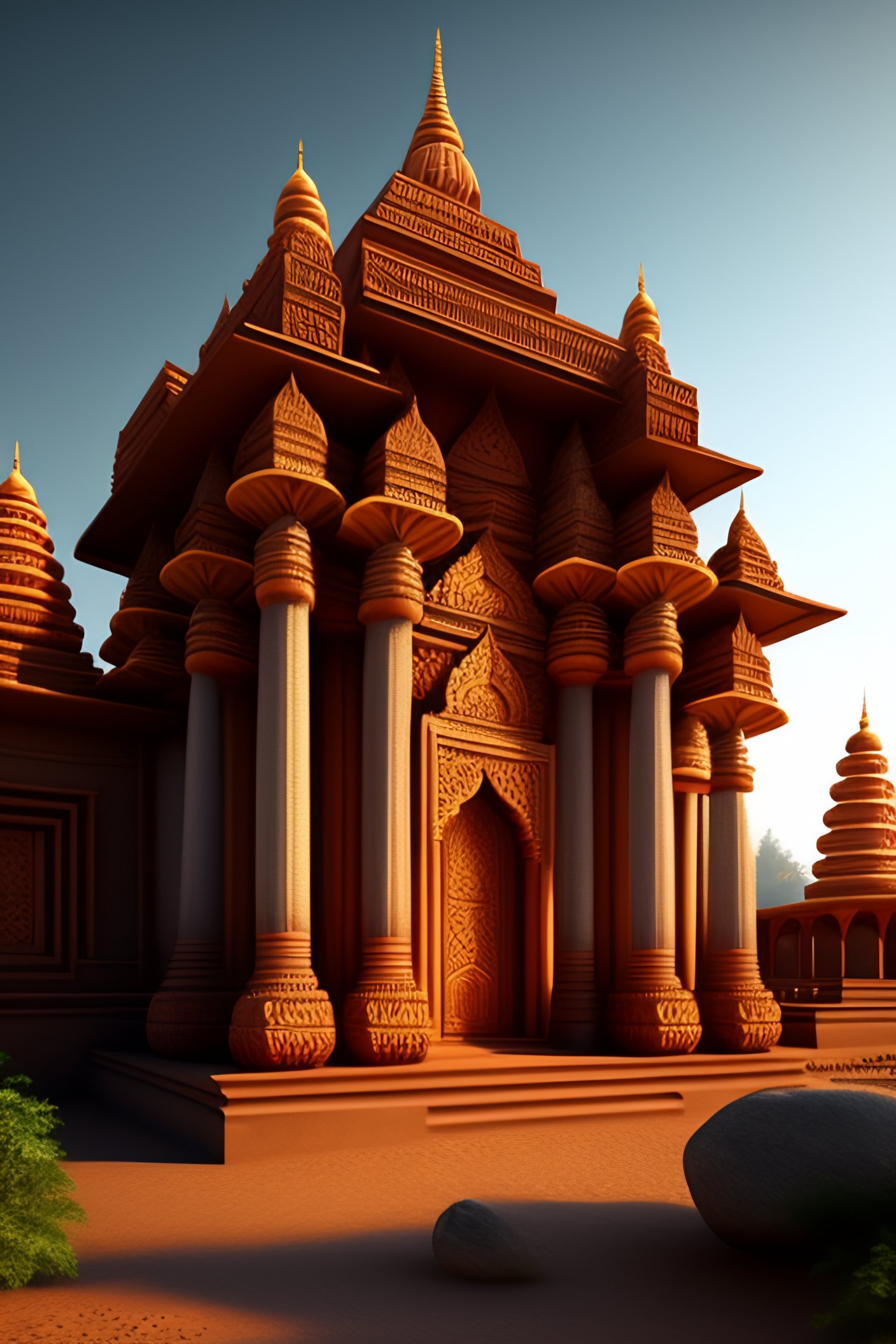 Lexica Beautiful Indian stone carved temple, surrealism, hyper