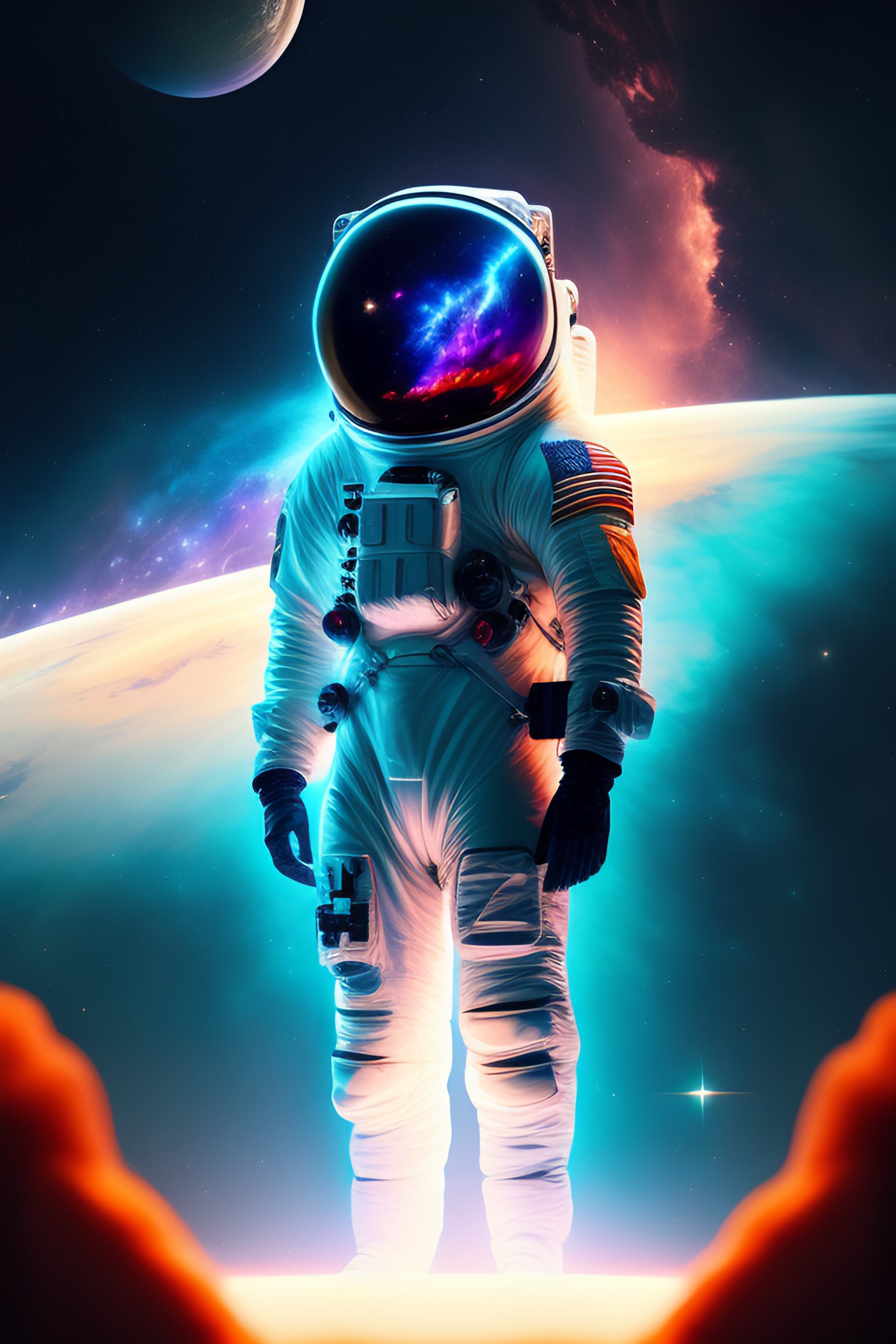 Lexica - Astronaut looking at a nebula , digital art , trending on 