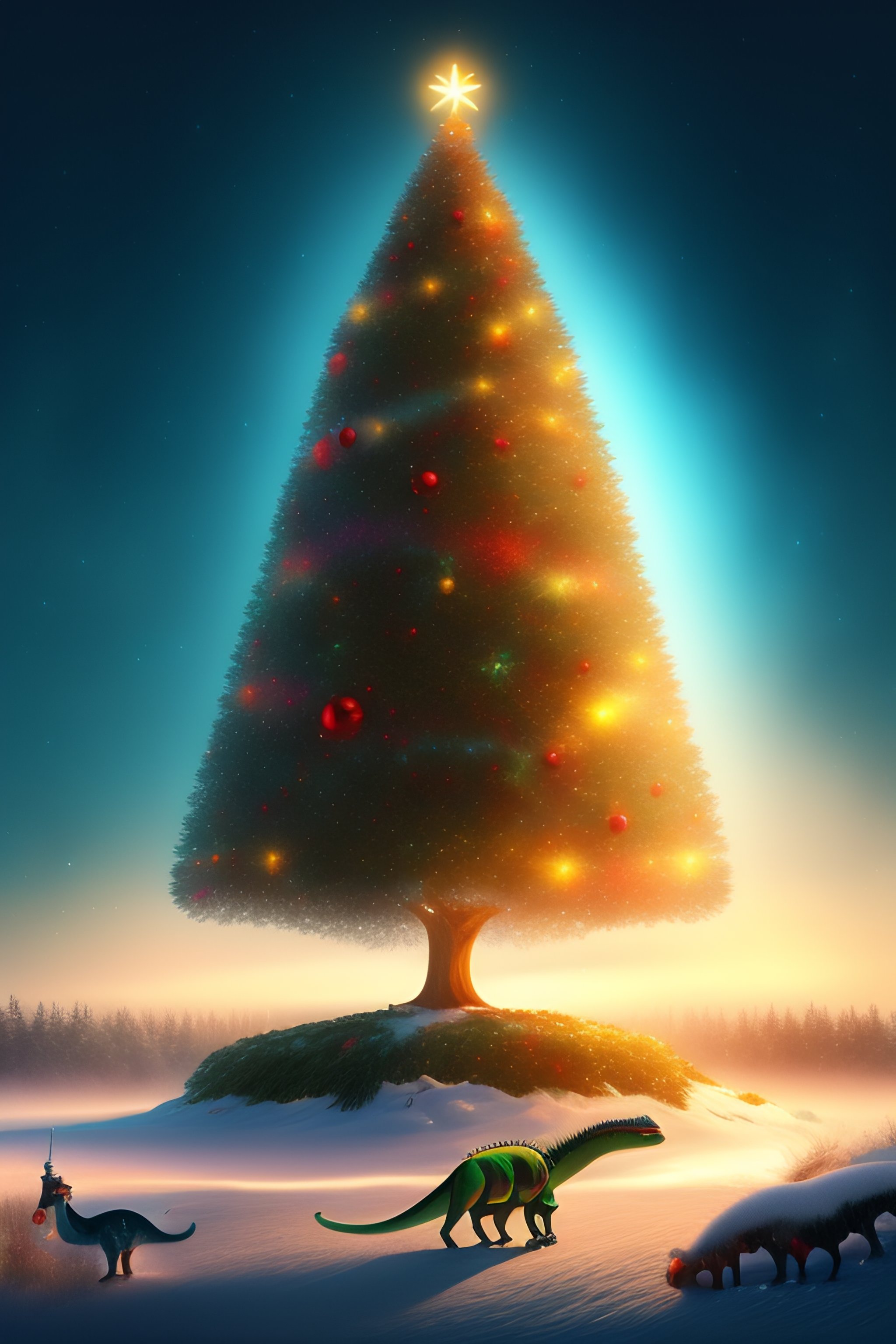 Lexica - The christmass tree, dinosaurs, presents, lasers