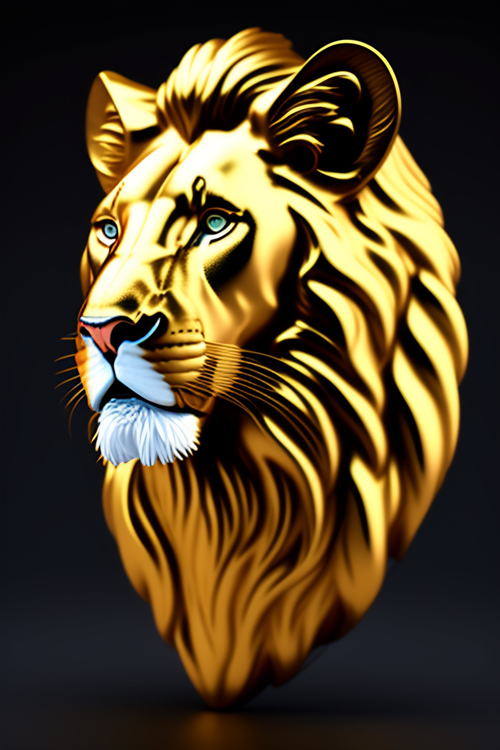 Lexica - Lion portrait head golden sculpture