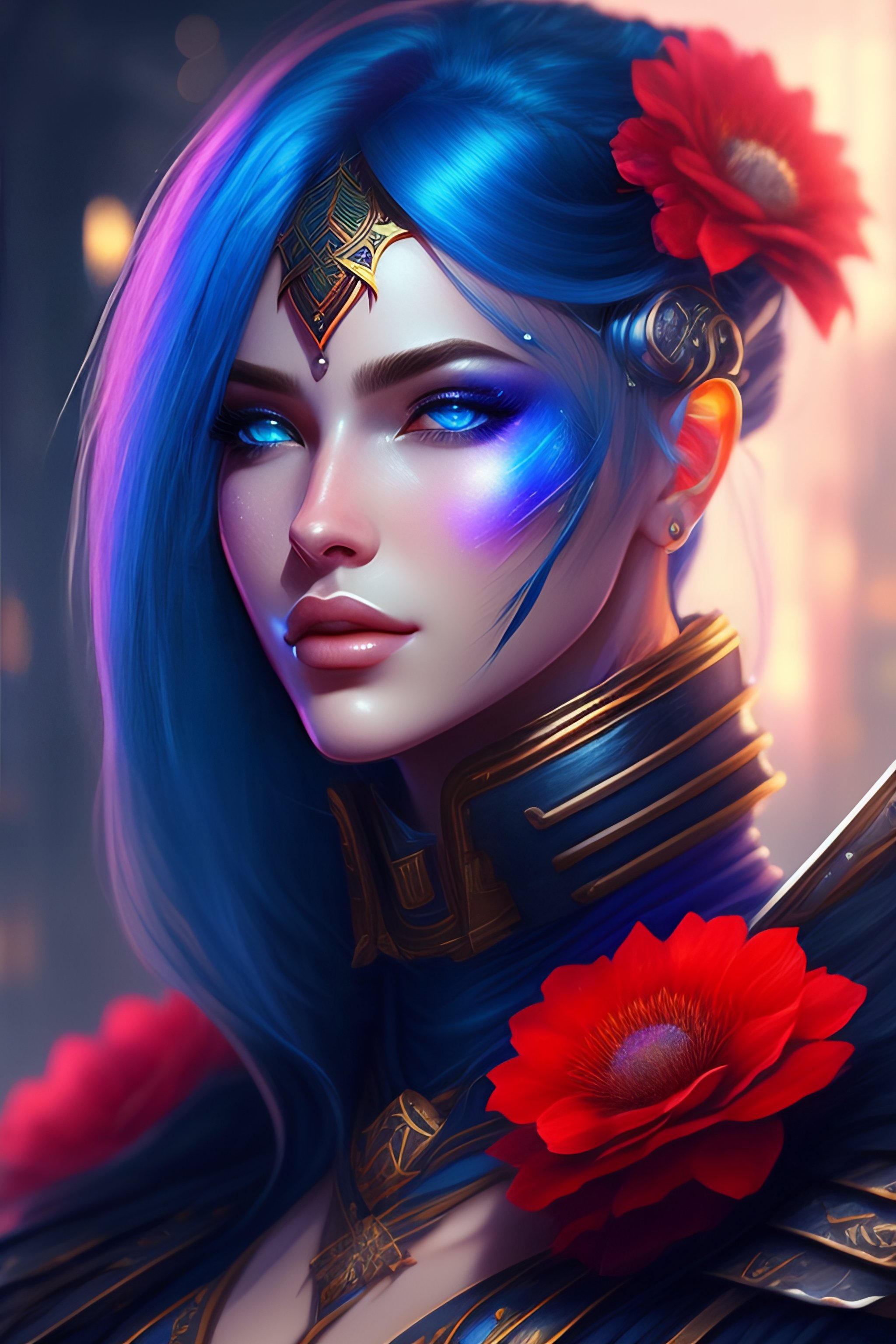 Lexica - Portrait of beautiful young maiden, warhammer, cyber style ...