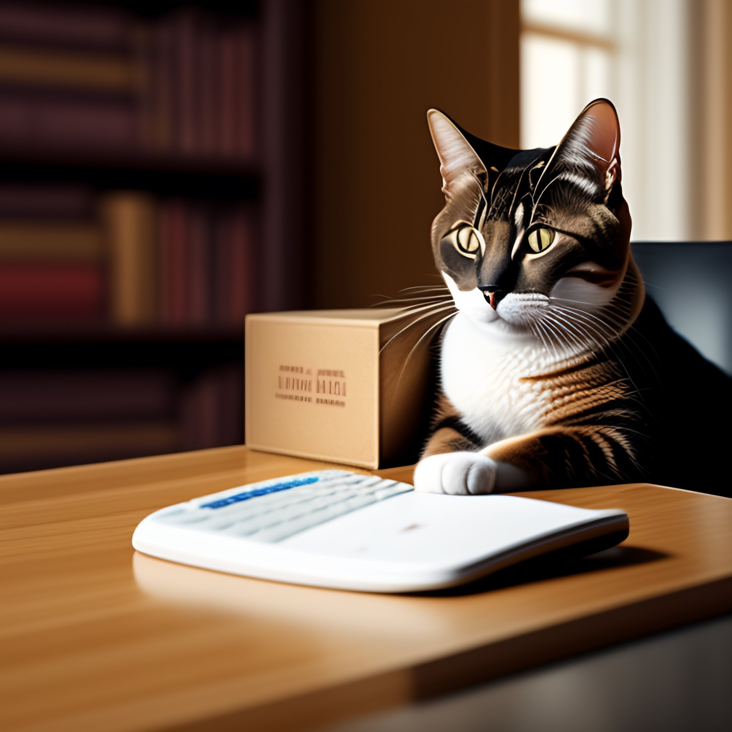 Lexica - A cat starts his job as an accountant