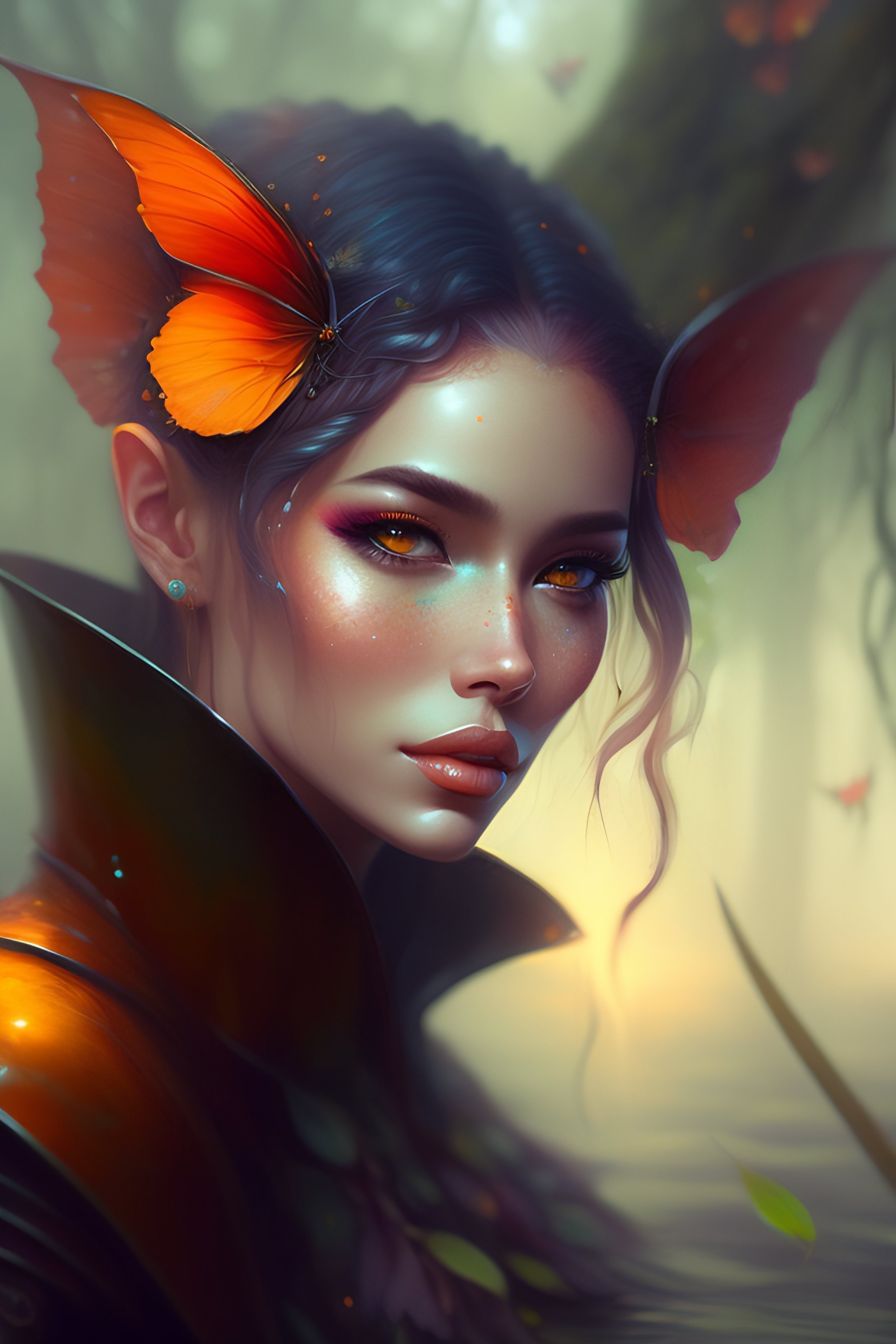 Lexica - A film still extreme close - up shot of a pixie in a misty