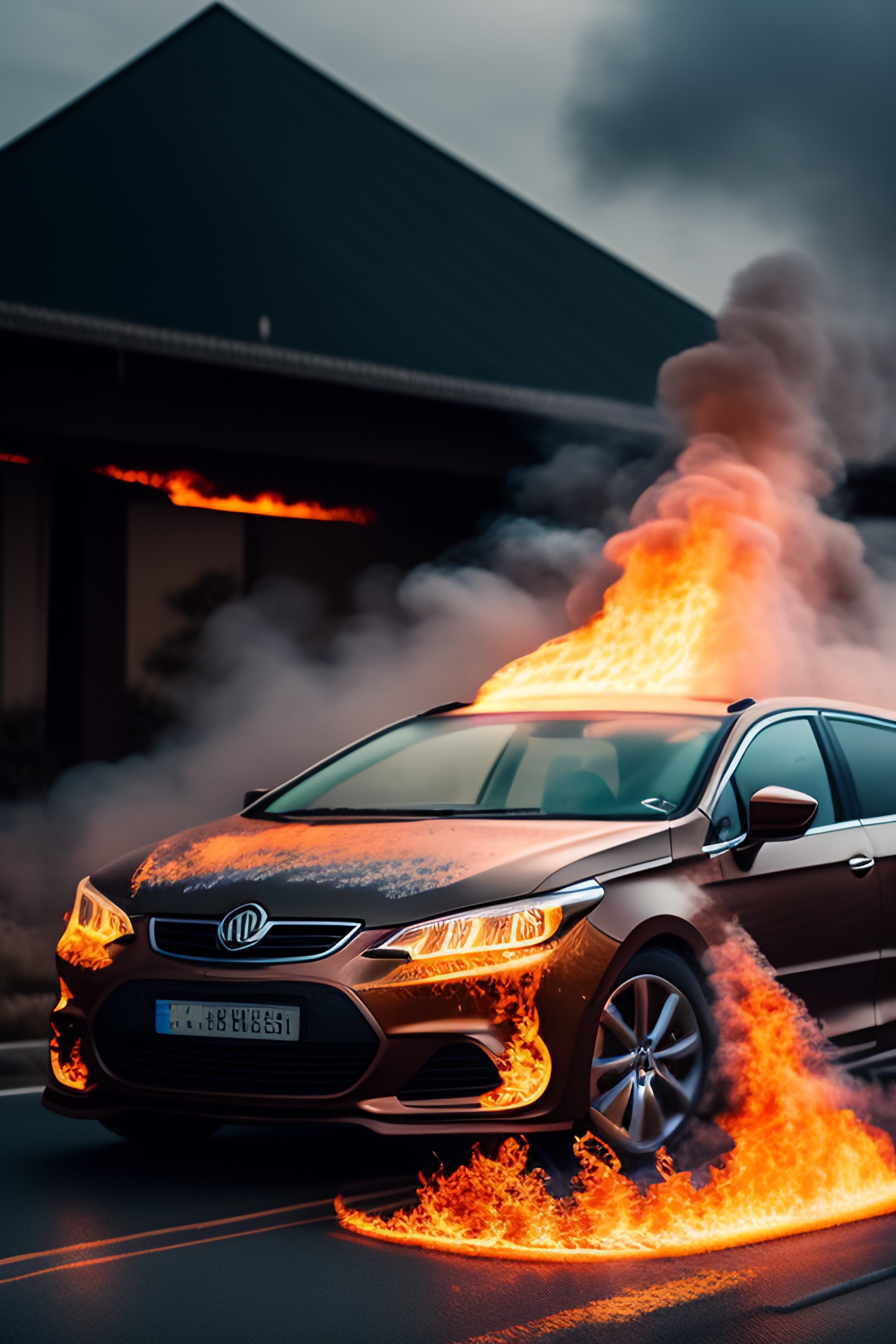 Lexica - Burning car with bicycle