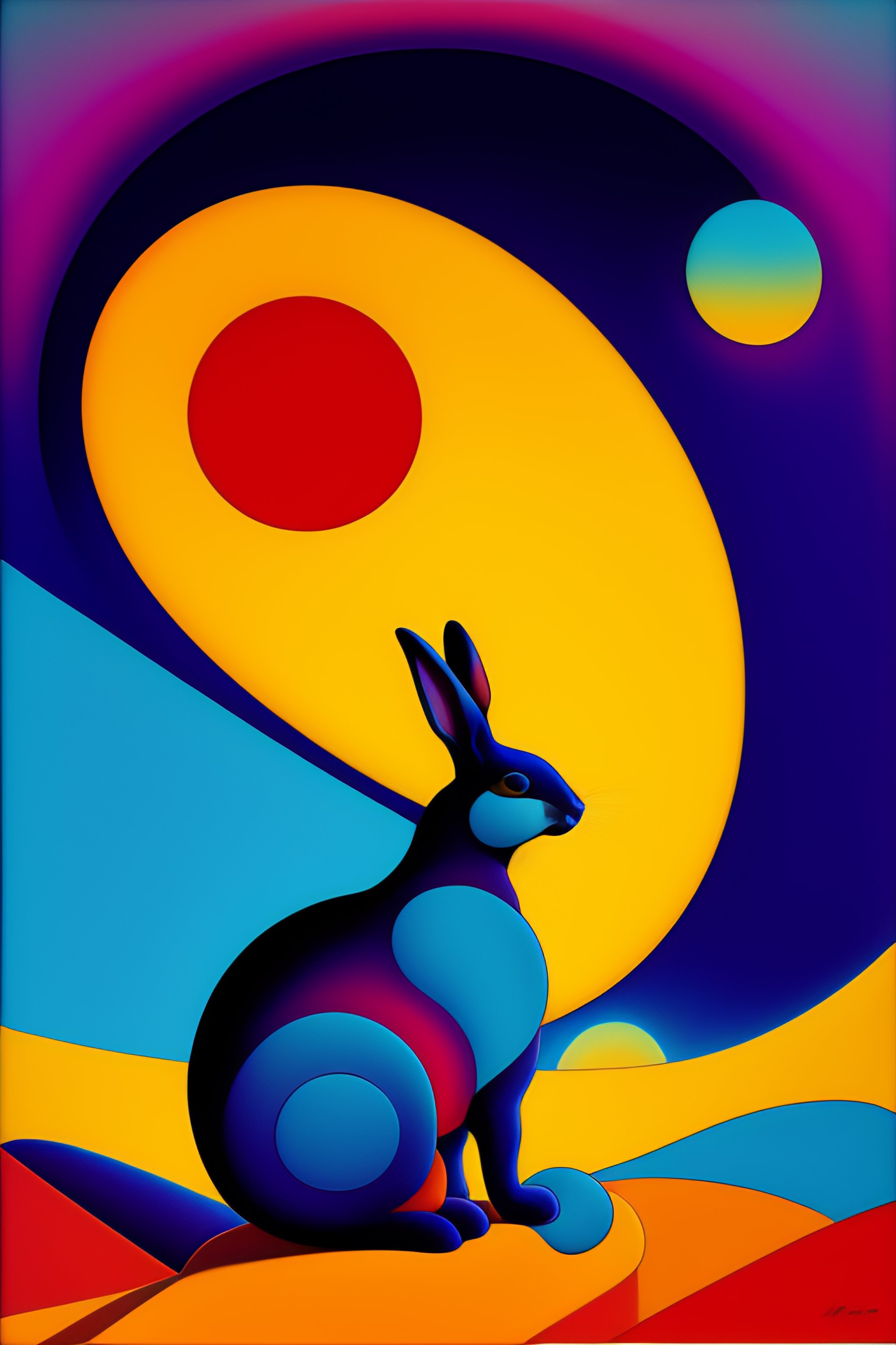 Lexica - Blue rabbit on mars, kandinsky