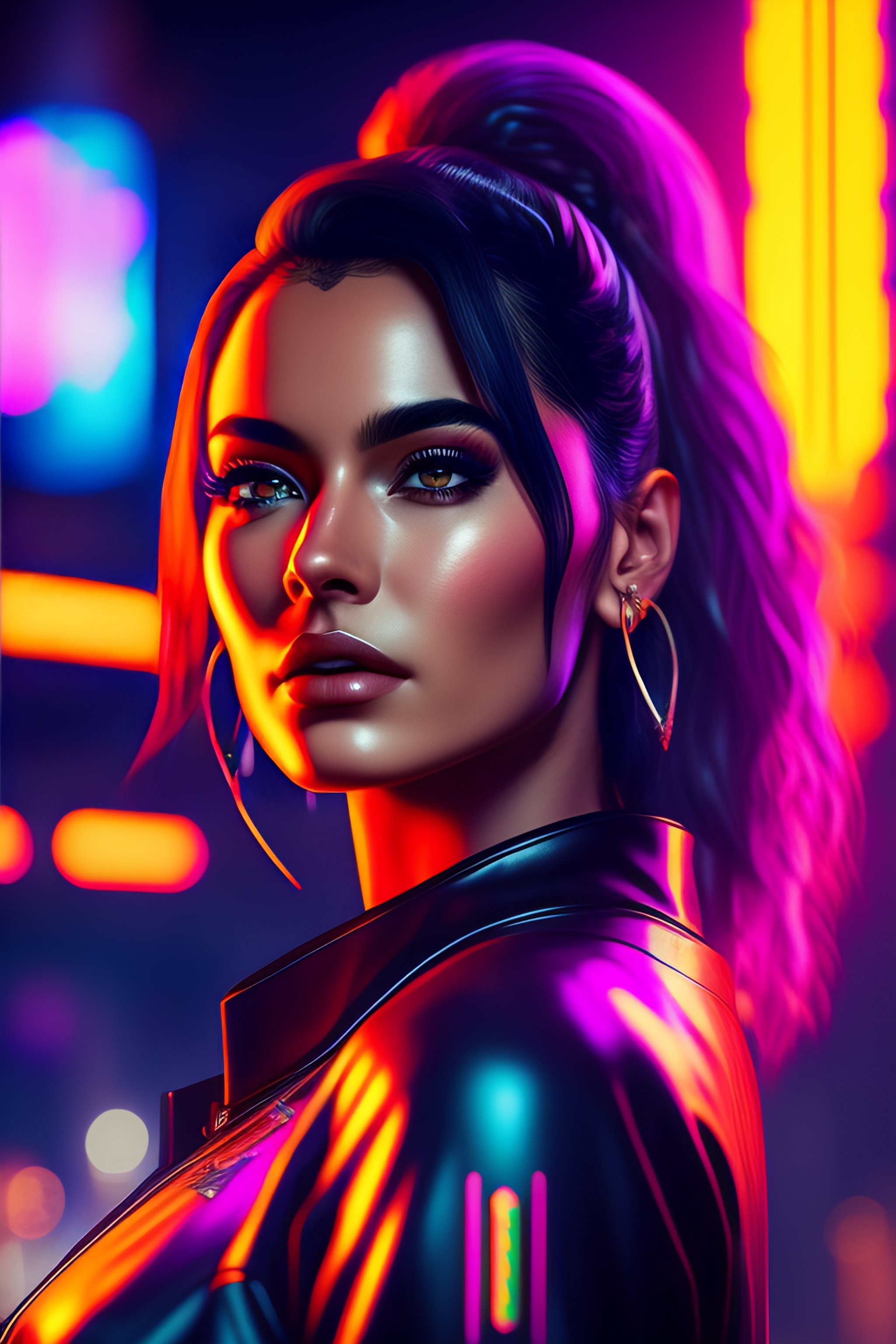 Lexica - Portrait of beautiful girl with pretty face from cyberpunk ...