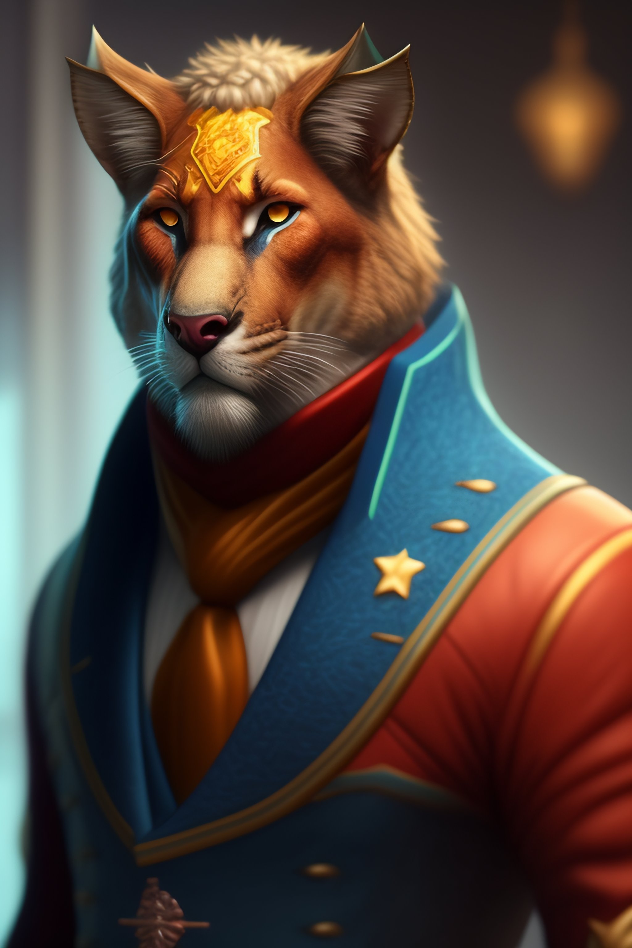 Lexica - Anthro furry humanoid lion, three piece suit, character concept  design, painting, detailed, vivid, trending on artstation,
