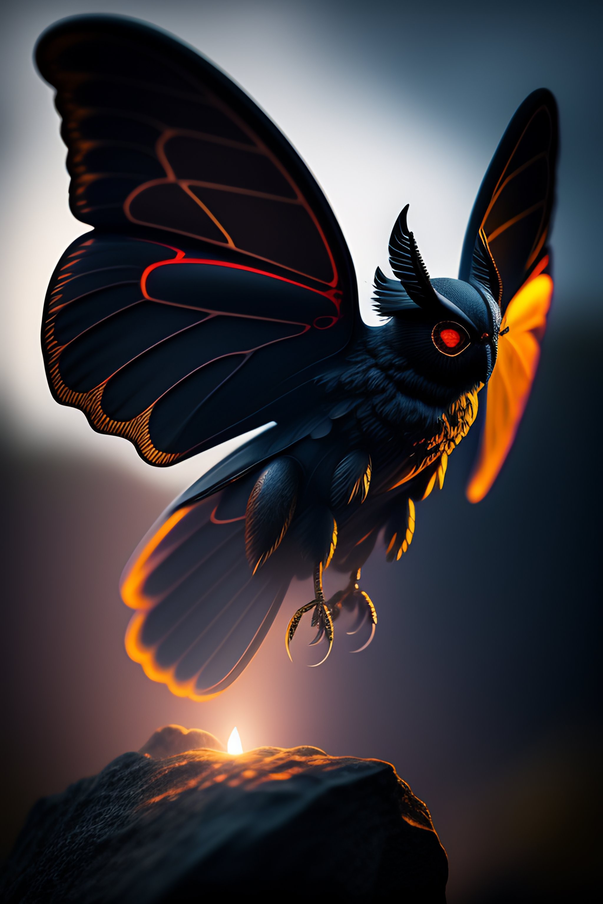 Lexica - Mothman made with black stone, Giovanni Strazza sculpt style ...