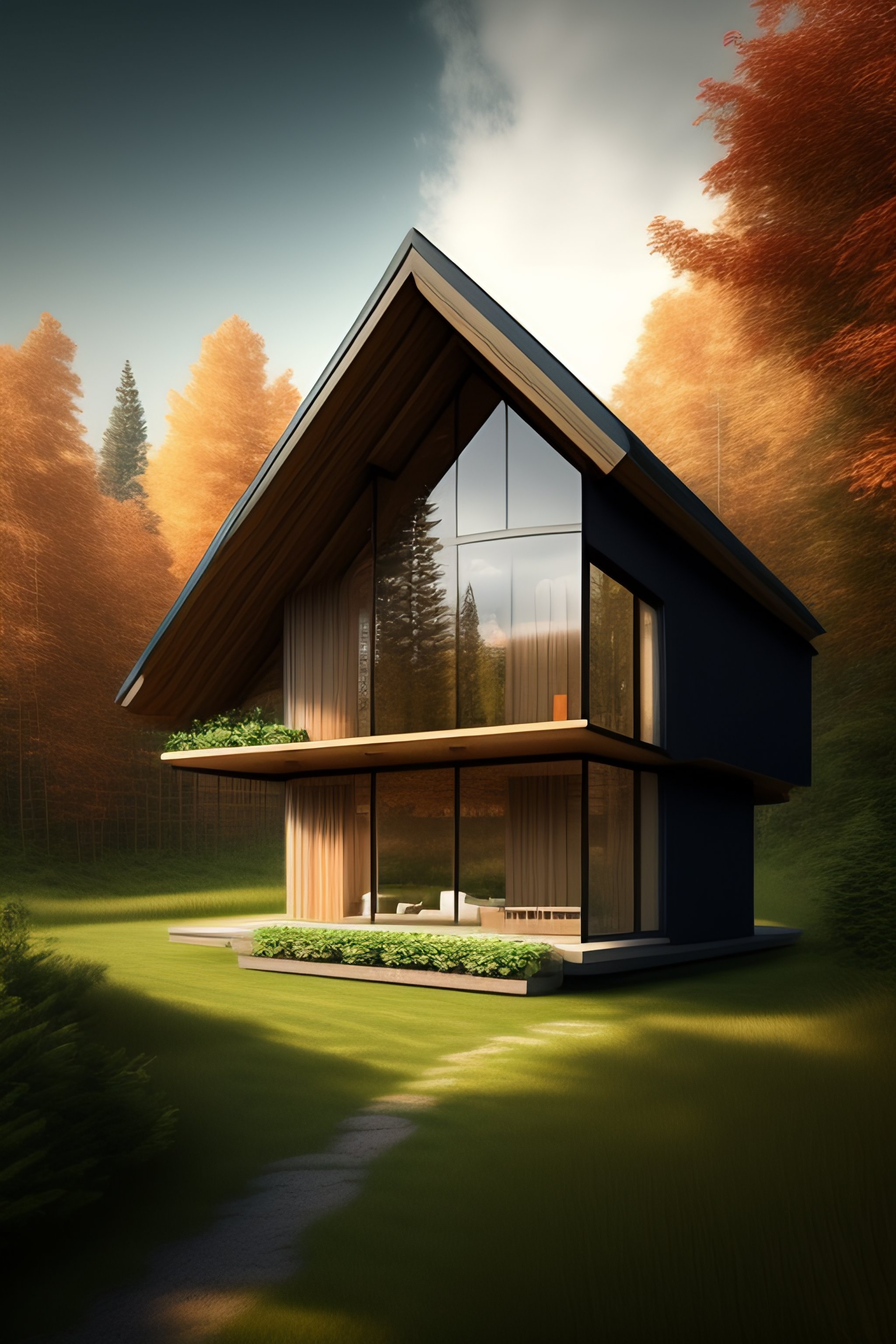 Lexica - Wooden house with lots of windows in nature