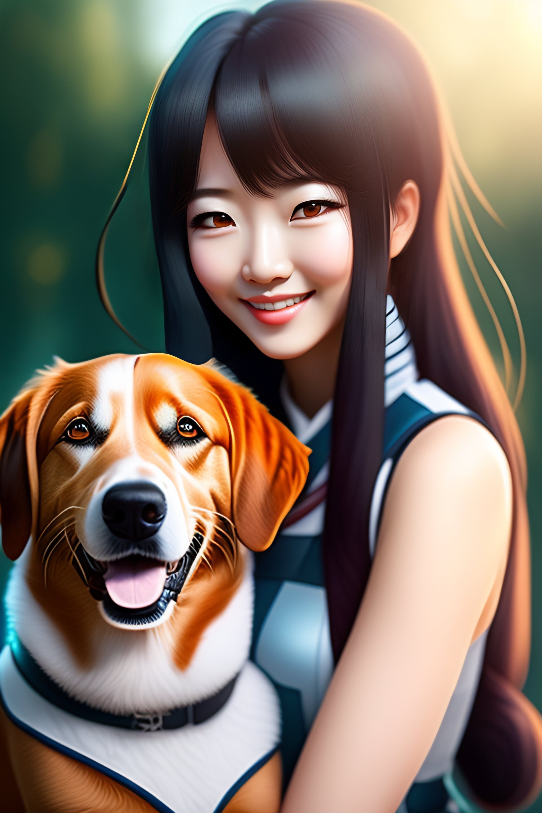 Lexica - Anime girl smile with a dog, image size:2048x3072