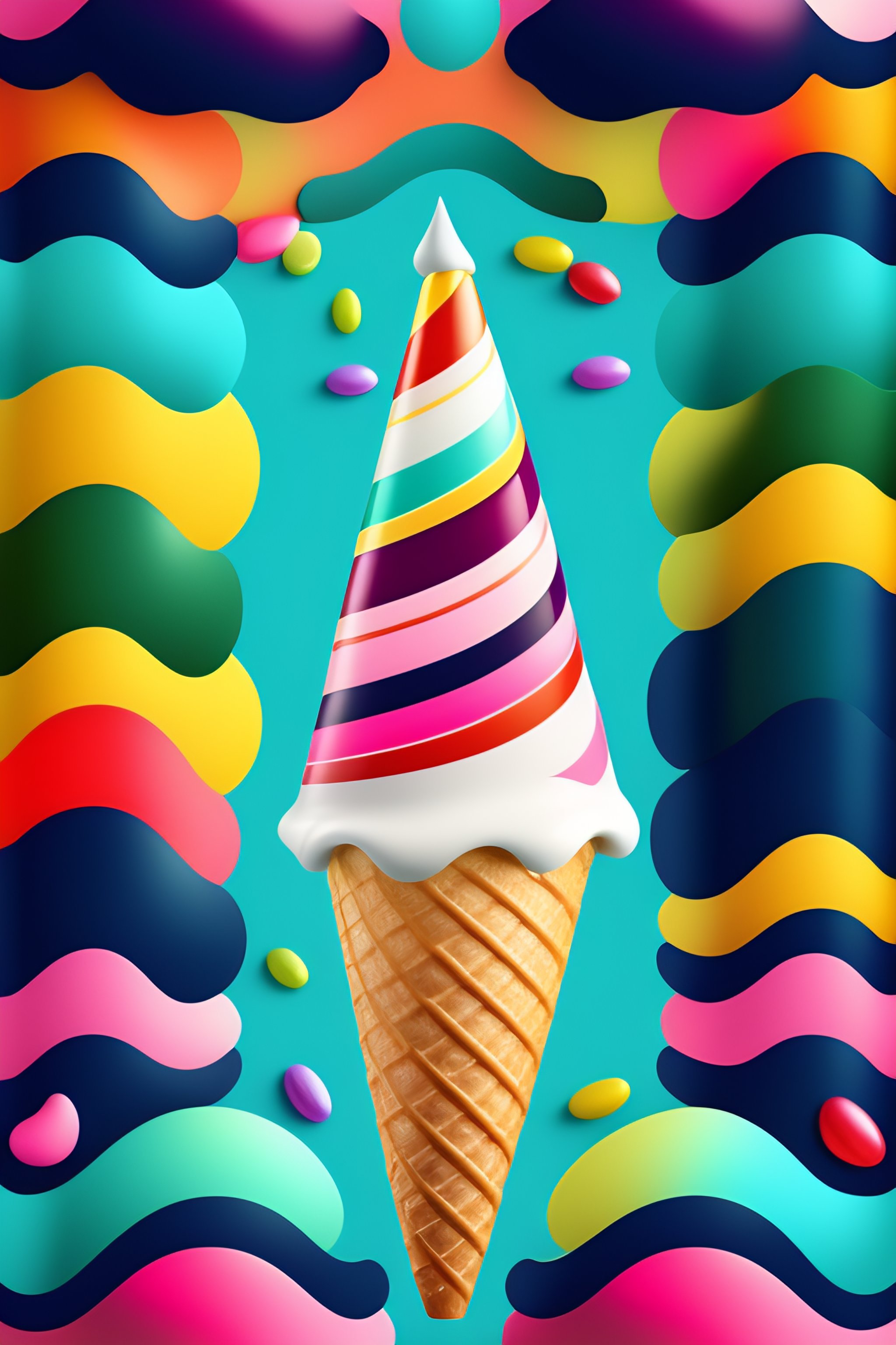 Lexica Create an abstract, modern pattern of an ice cream cone with