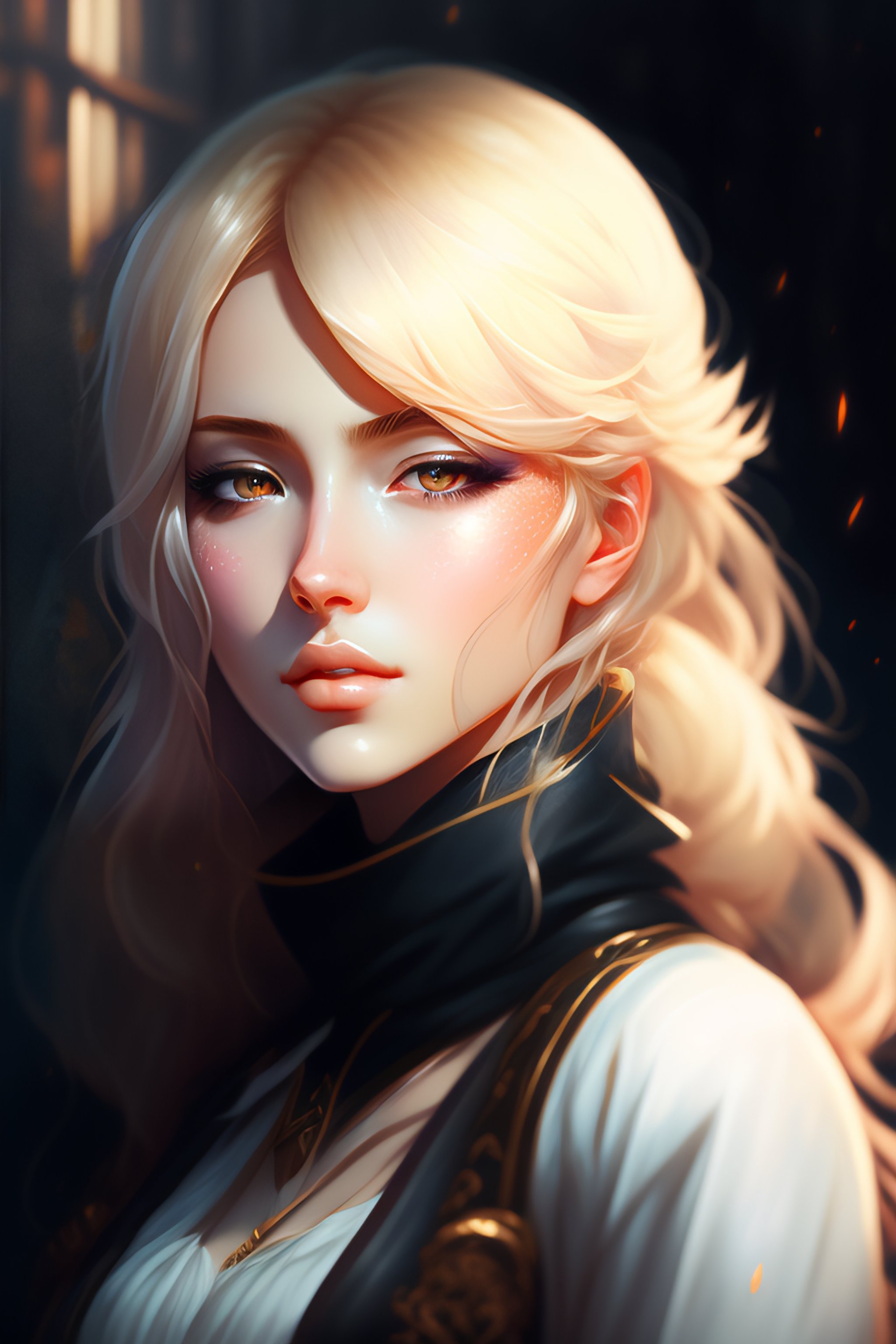 Lexica - Baroque oil painting anime key visual character official art,  brutalist grimdark fantasy, simple portrait anime teacher beautiful blonde  hai...