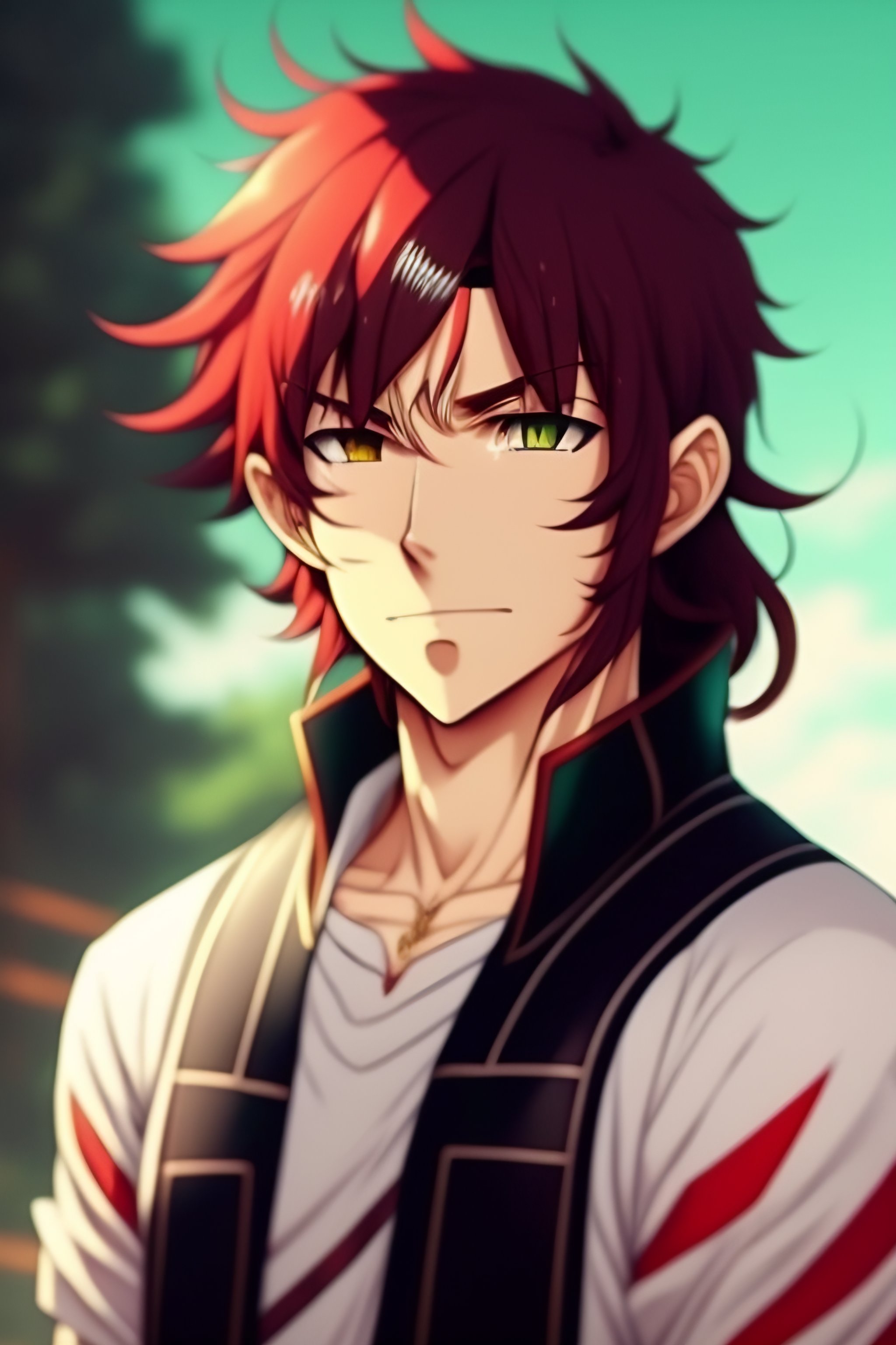 red hair green eyes anime boy