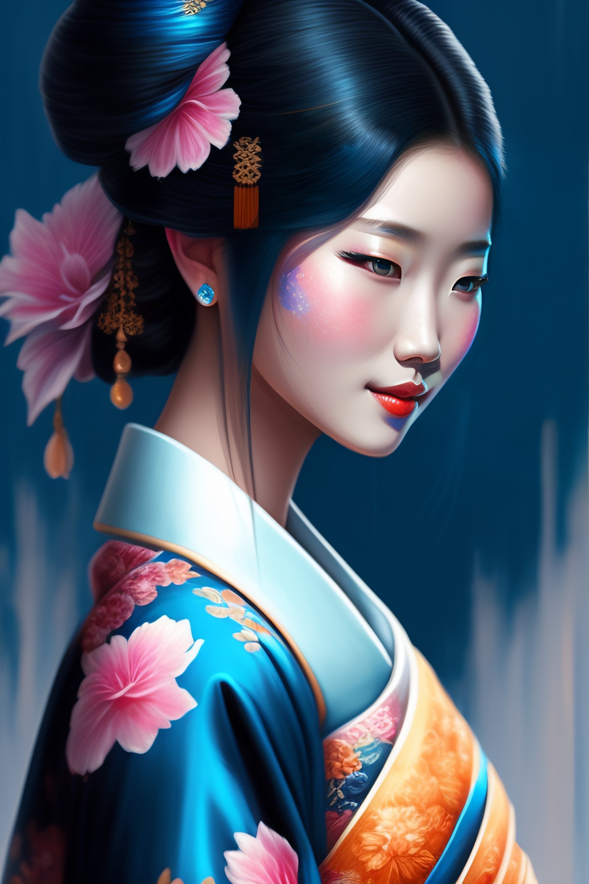 Geisha Girl In Blue