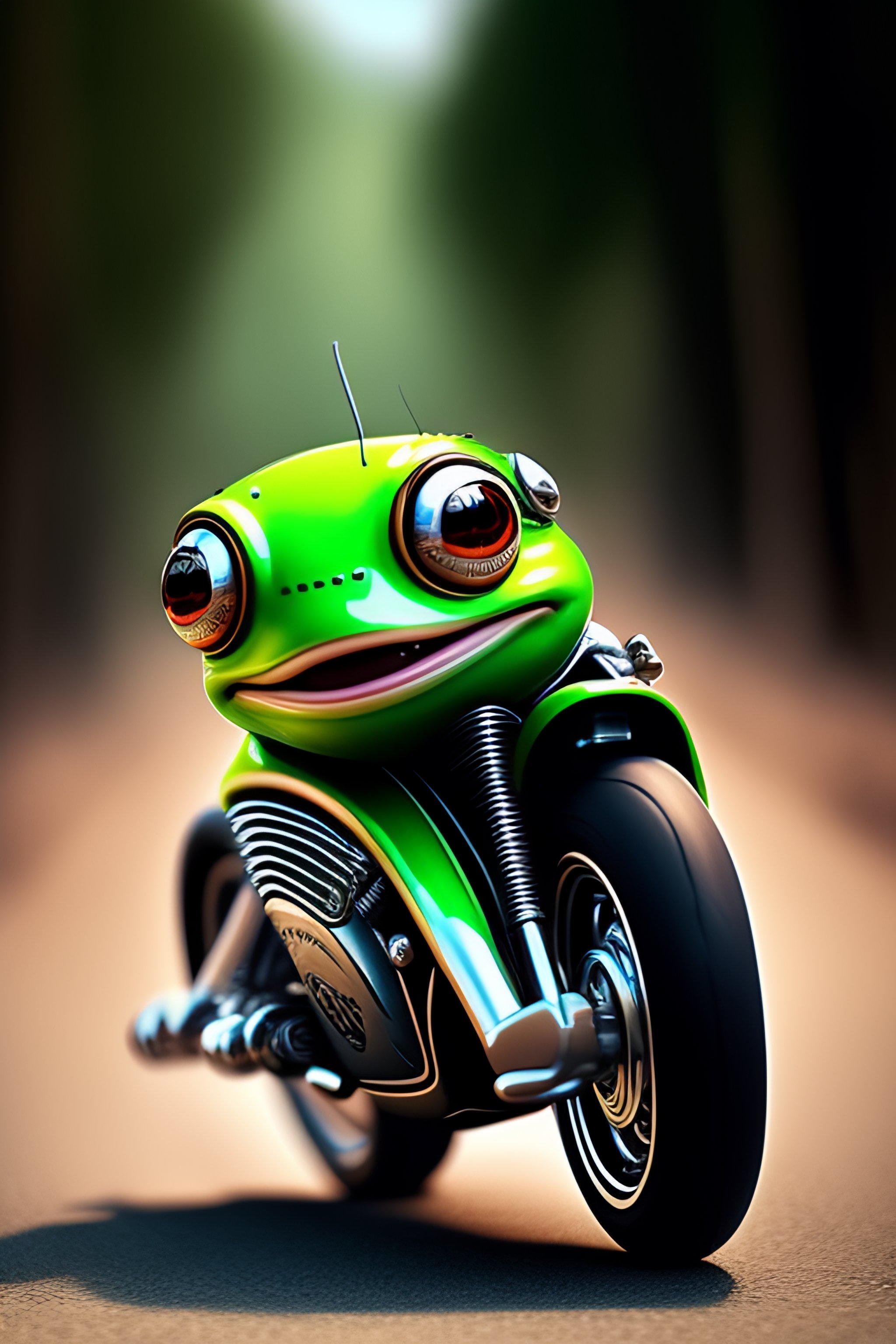 Lexica - Crazy frog, on one wheel, motorcycle, dead