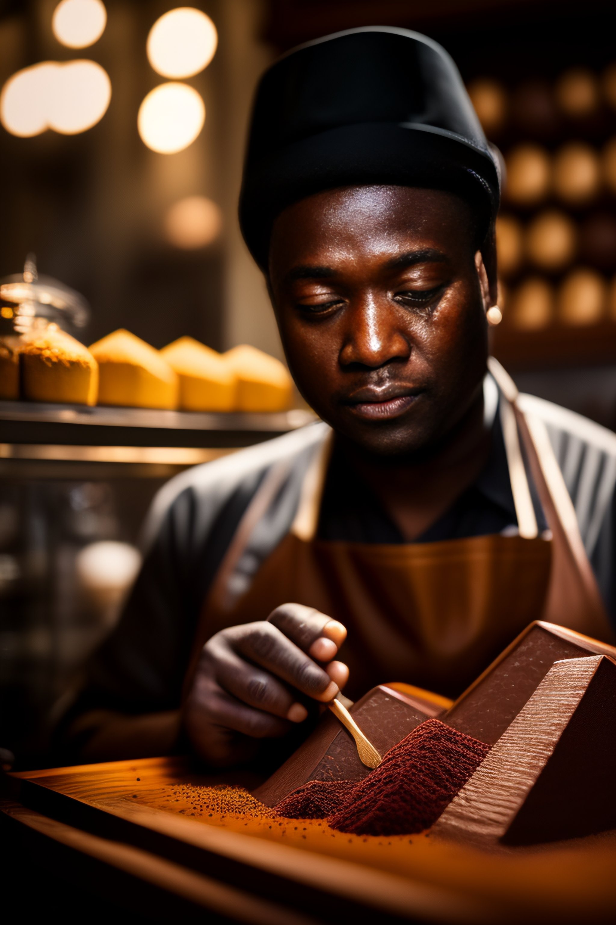 Lexica Portrait of a master chocolate maker in an artisan chocolate shop
