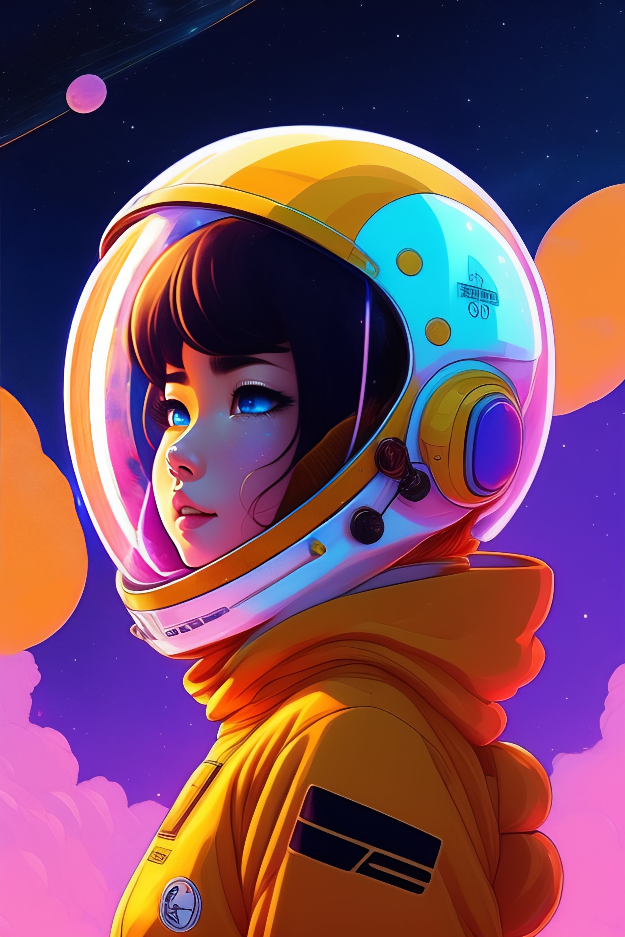 Lexica - Photo of a girl in the space, style of laurie greasley, studio ...