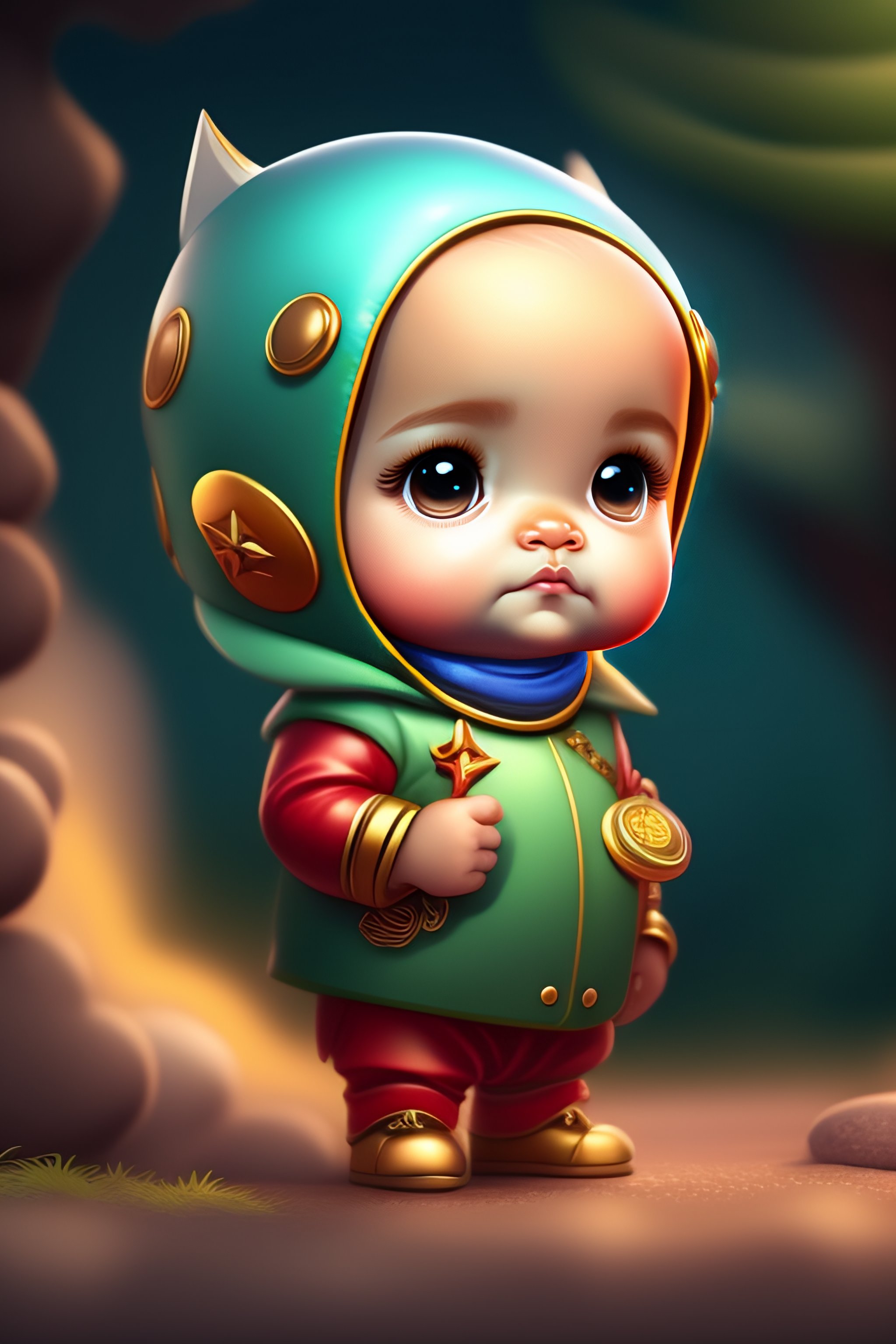 Lexica - Cute and adorable cartoon baby Gearge Washington, fantasy ...