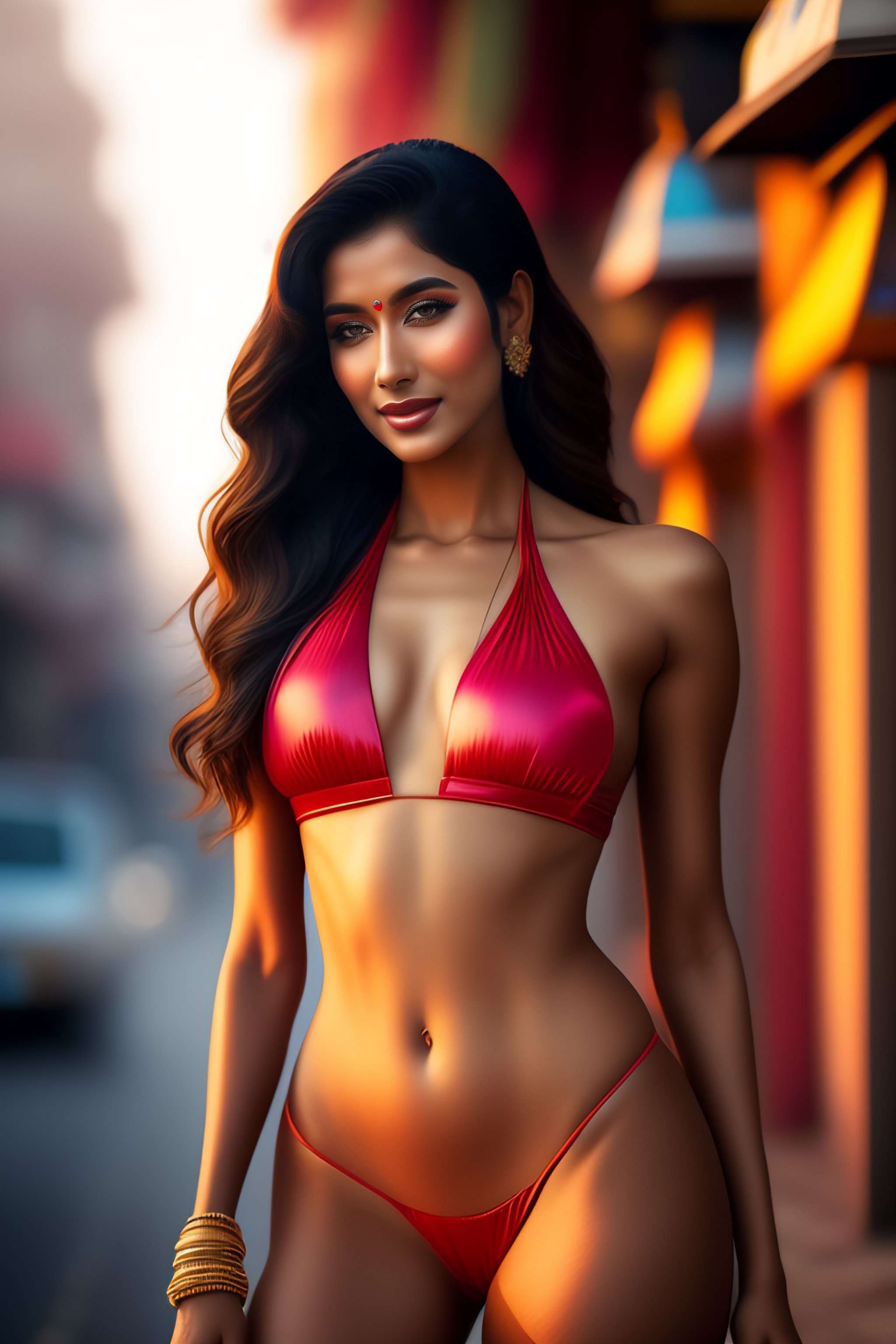 Lexica - A full body picture of mistress in bikini posing for a picture in  street of india, taken in 2022, handsome girl, diffused natural skin glow  ...