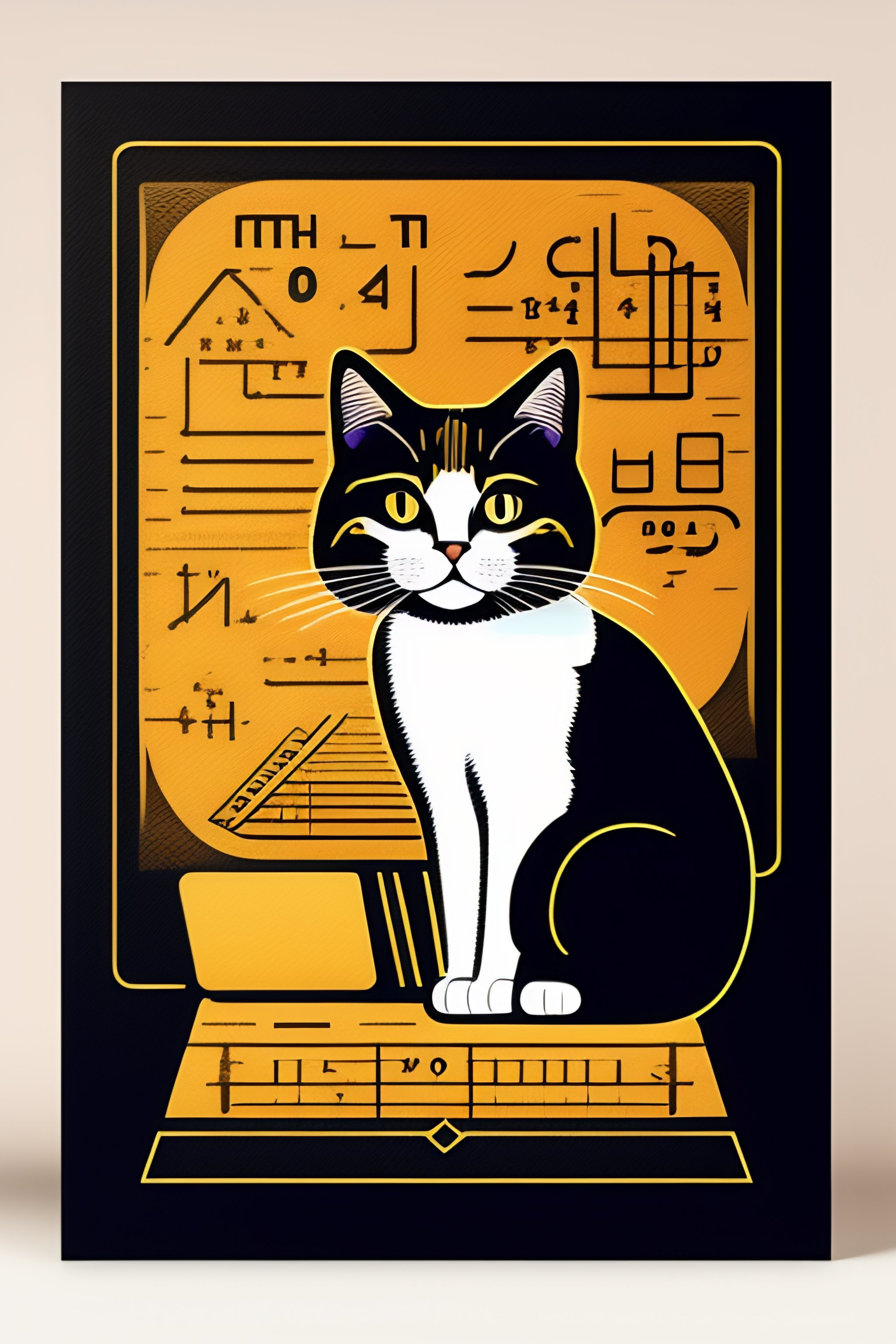 Lexica - Design for t shirt of flat vector 2D image of A cat studying ...