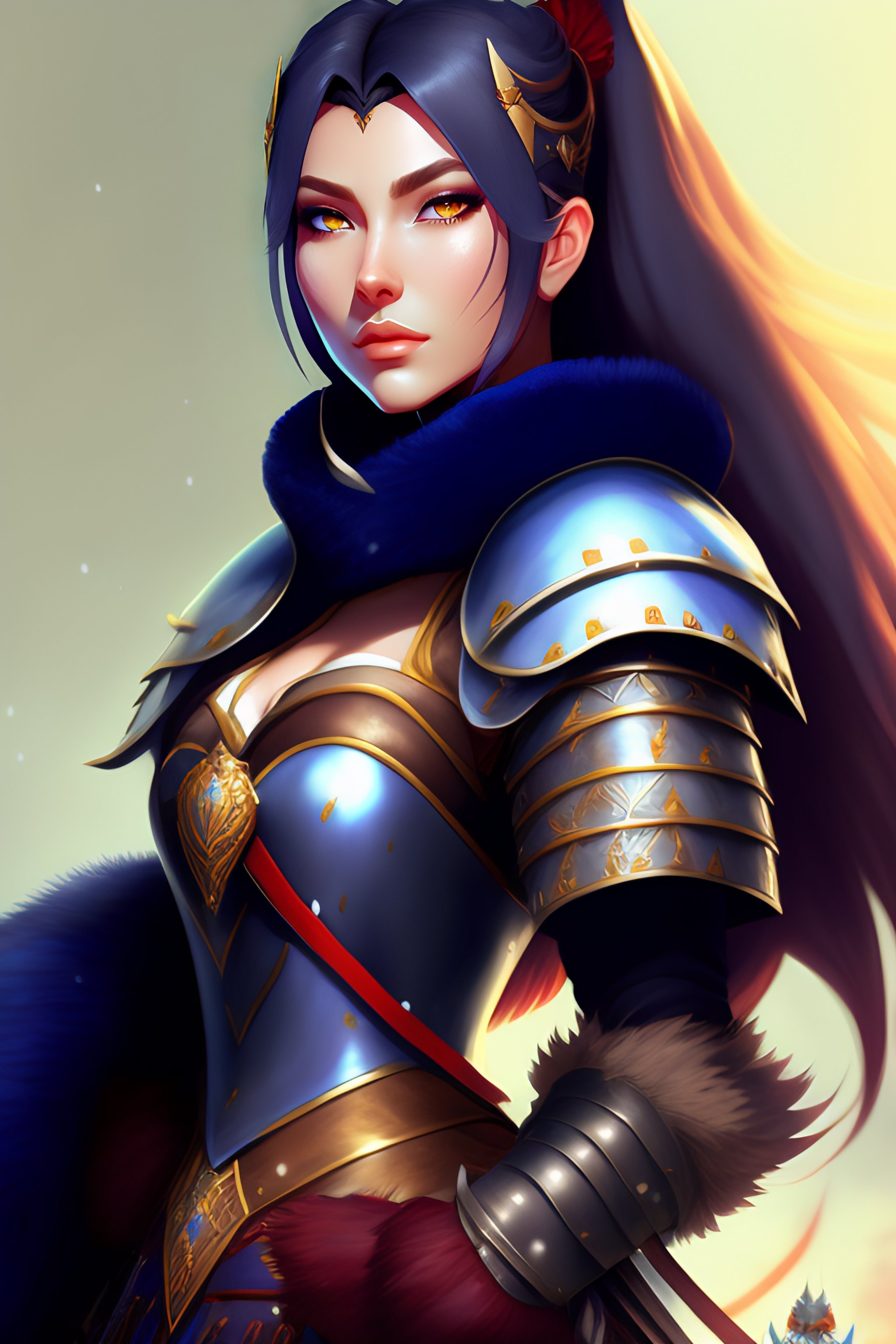 Lexica Kislev Ice guard, fur armor, winter armor, fantasy, woman