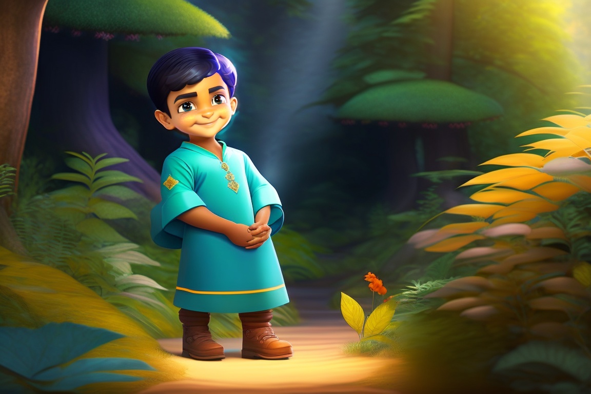Lexica - Chota Bheem, a clever and curious young boy, exploring the magical  forest with excitement in his ey