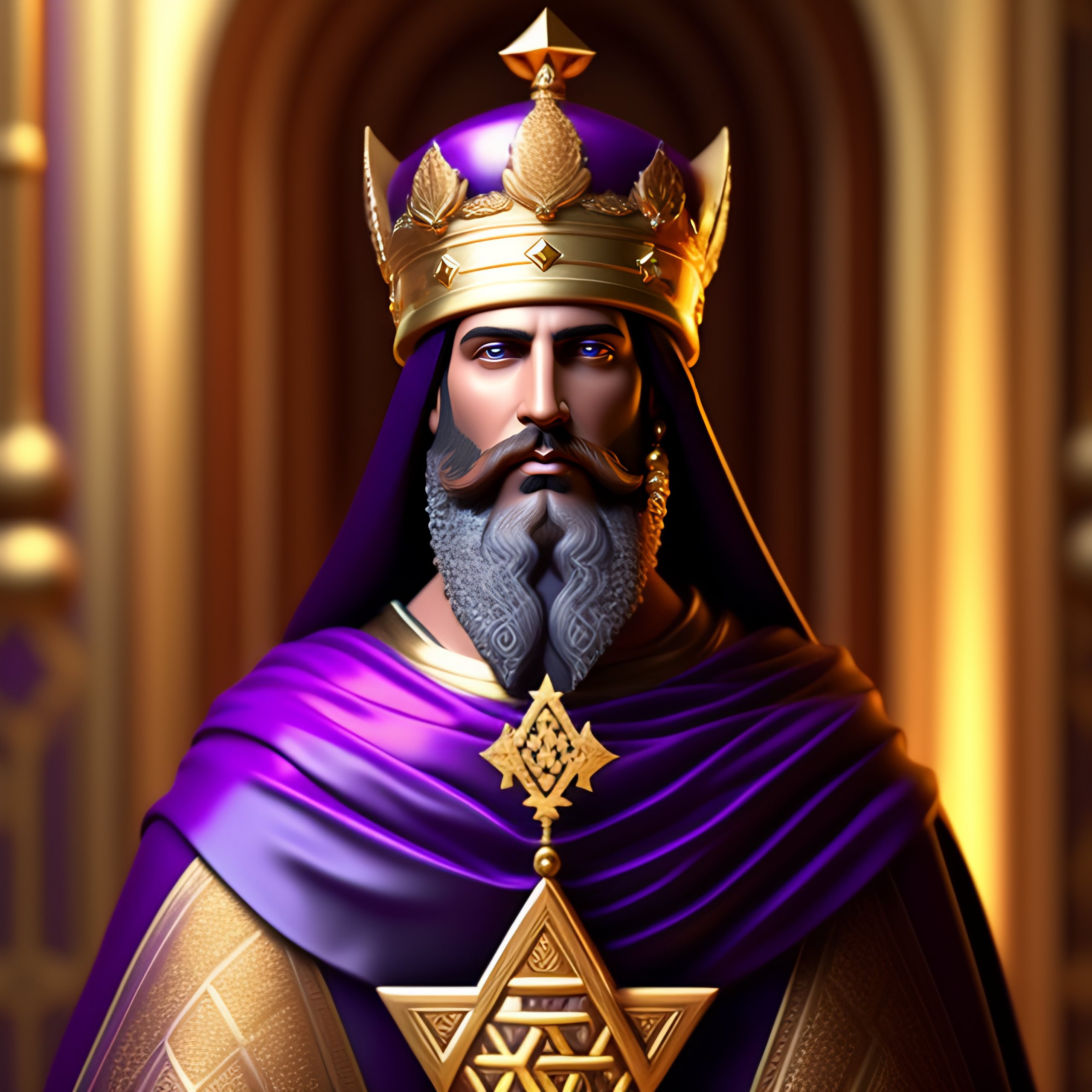 Lexica Jewish ancient King, wearing a purple robe and a golden crown