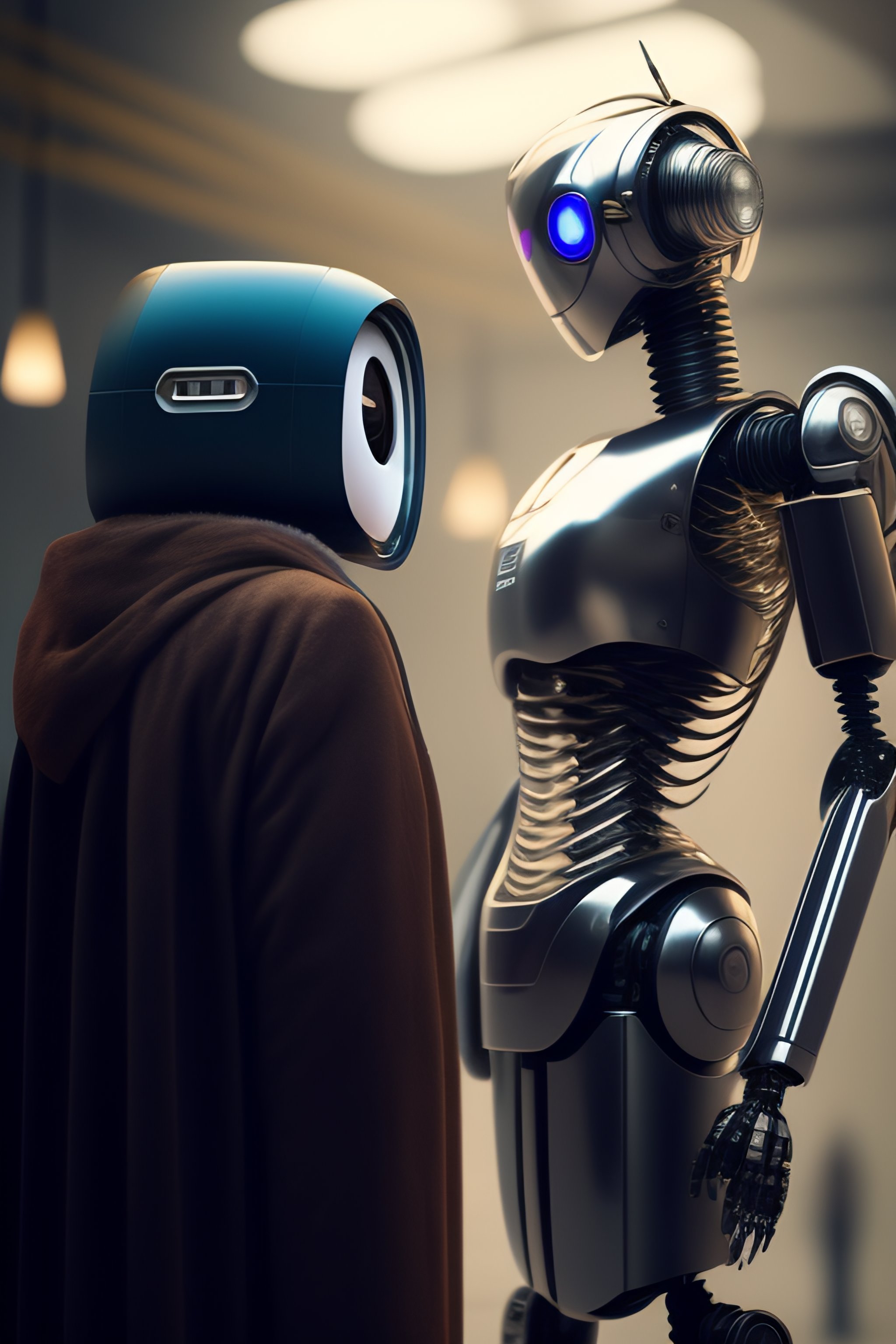 Lexica - Robot with a computer talking with a human