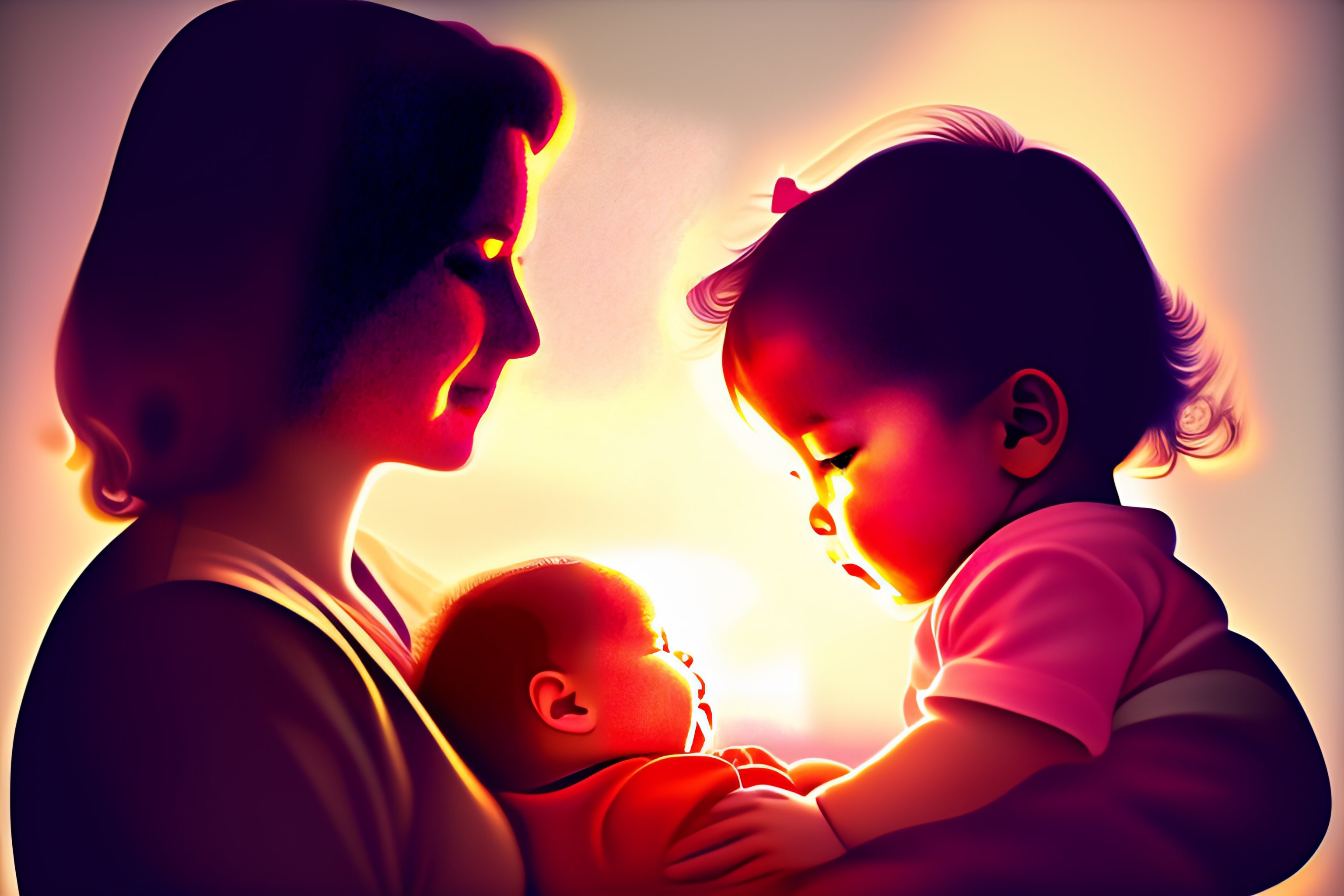 Lexica - Baby in mother's arms, silhouette, 2d