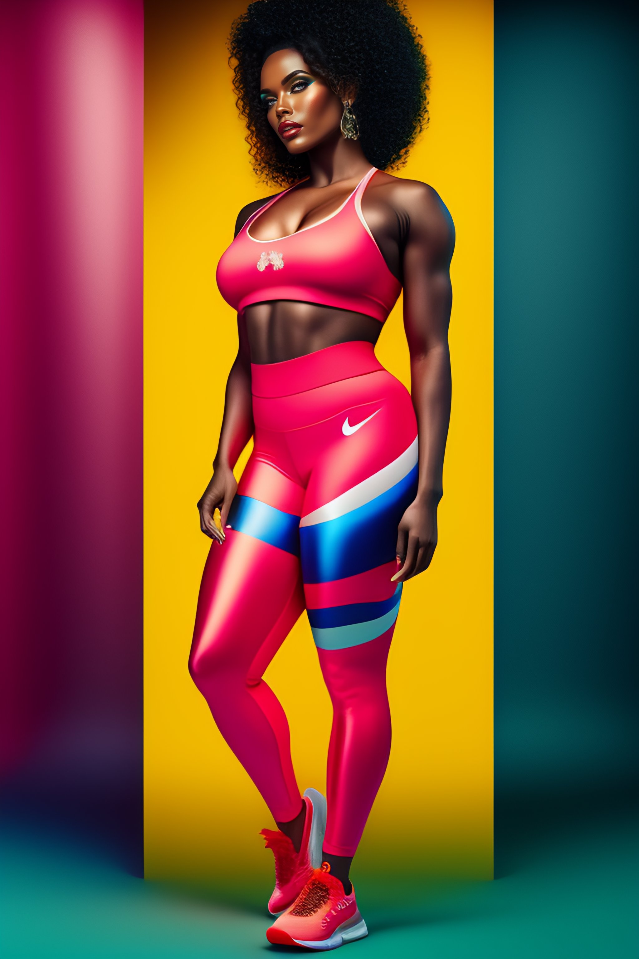 Lexica Portrait of a female pinup model in love wearing leggings