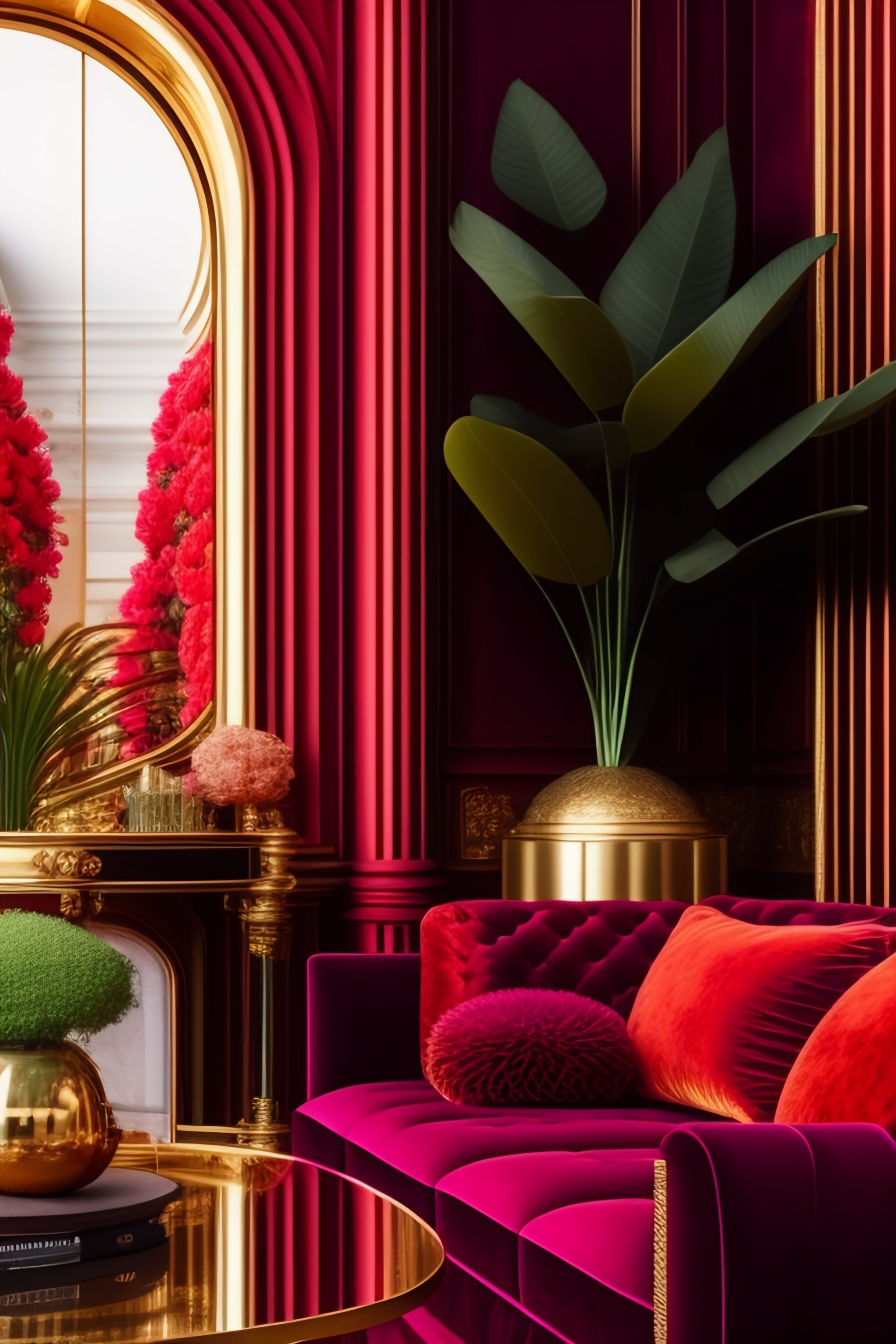 Lexica - Photo by Architectural Digest: Maximalist red {vaporwave ...