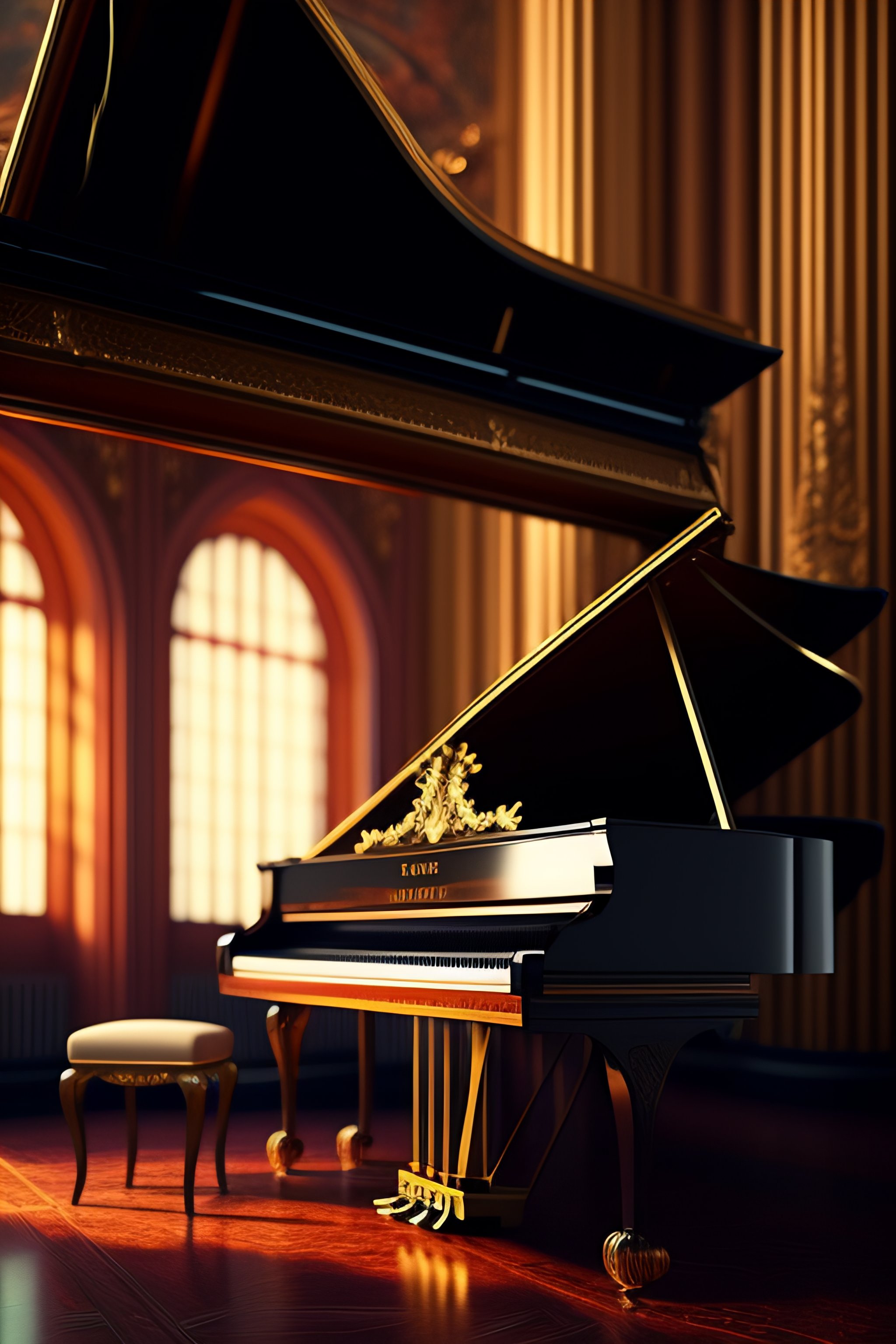 Lexica - Classical piano 17 century. Beethoven, 4k, sci-fi beauty, dark ...