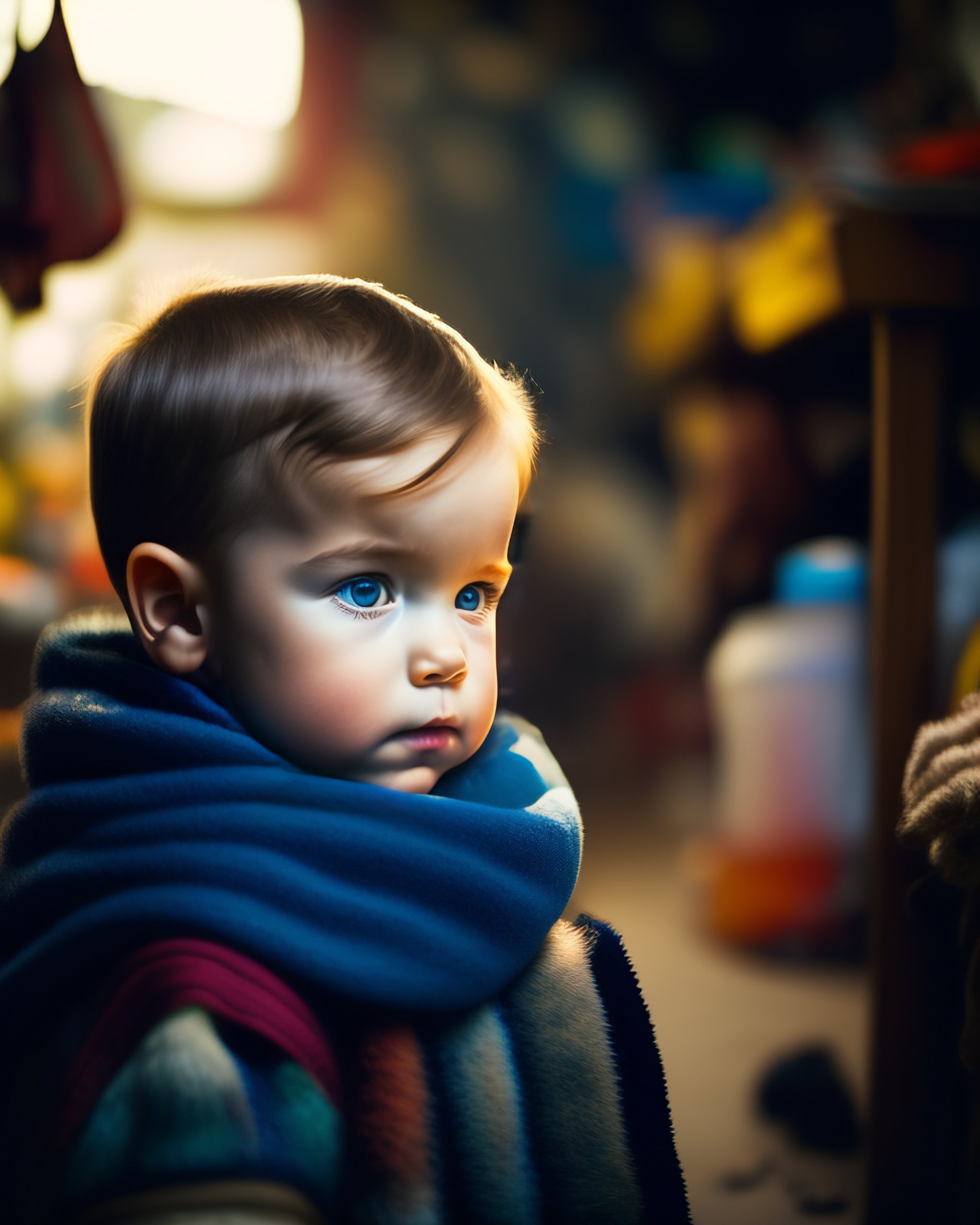 Lexica - Wide angle Environmental shot of obi wan kenobi as toddler in ...