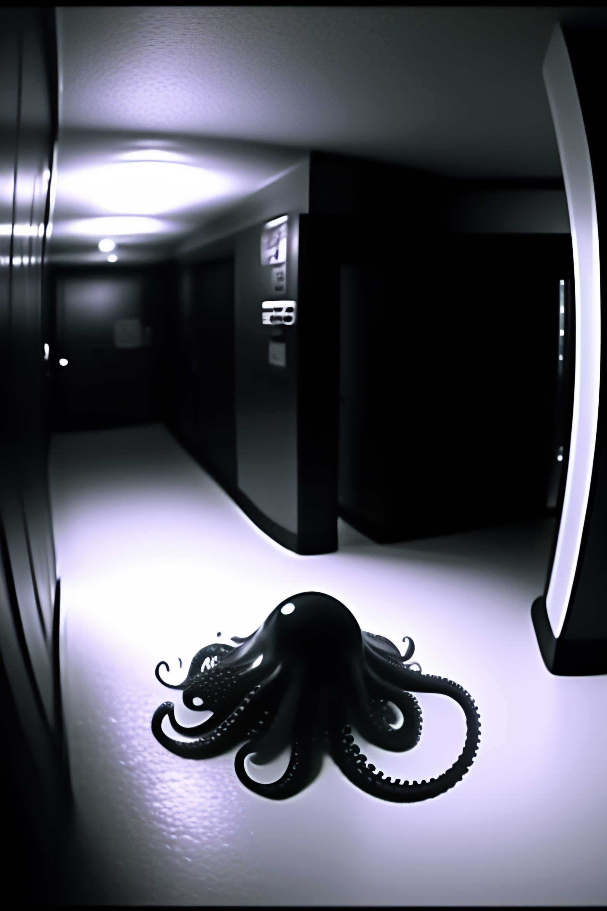 Lexica Horror octopus caught live action on security camera, grainy
