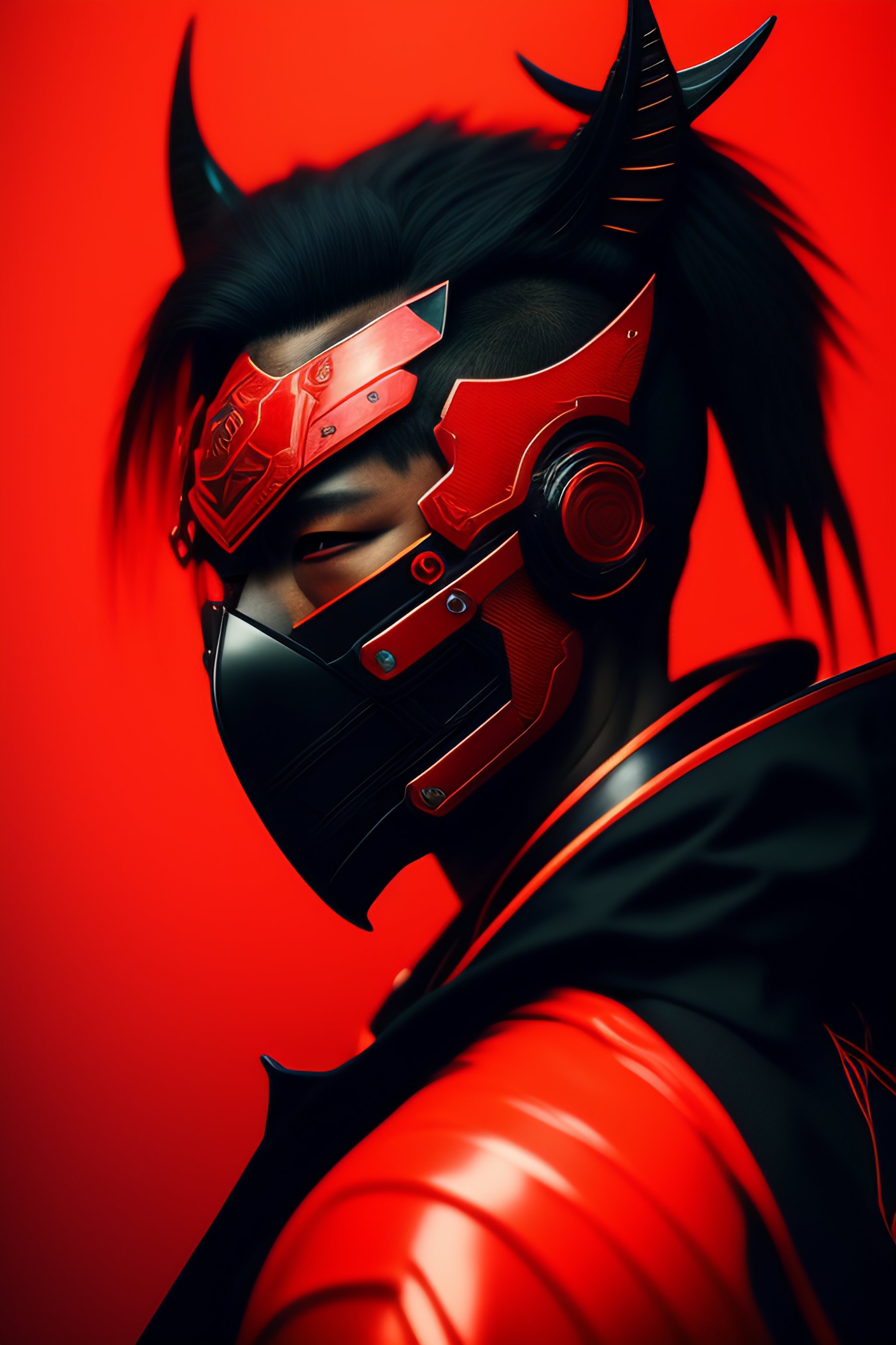Lexica Only Oni Mask Cyberpunk Red And Black 2d 3417