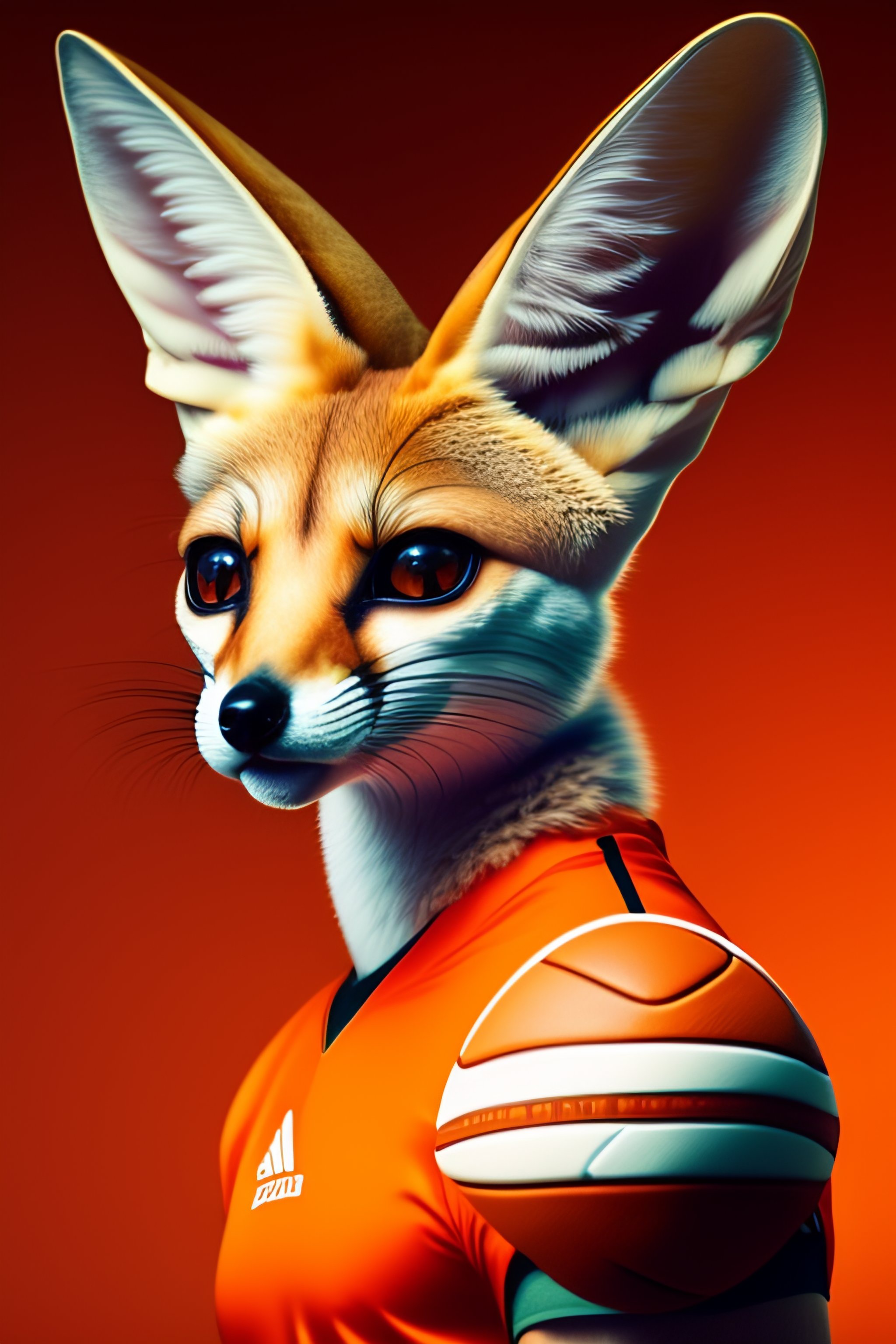 Lexica - Fennec fox , orange , football player , as human