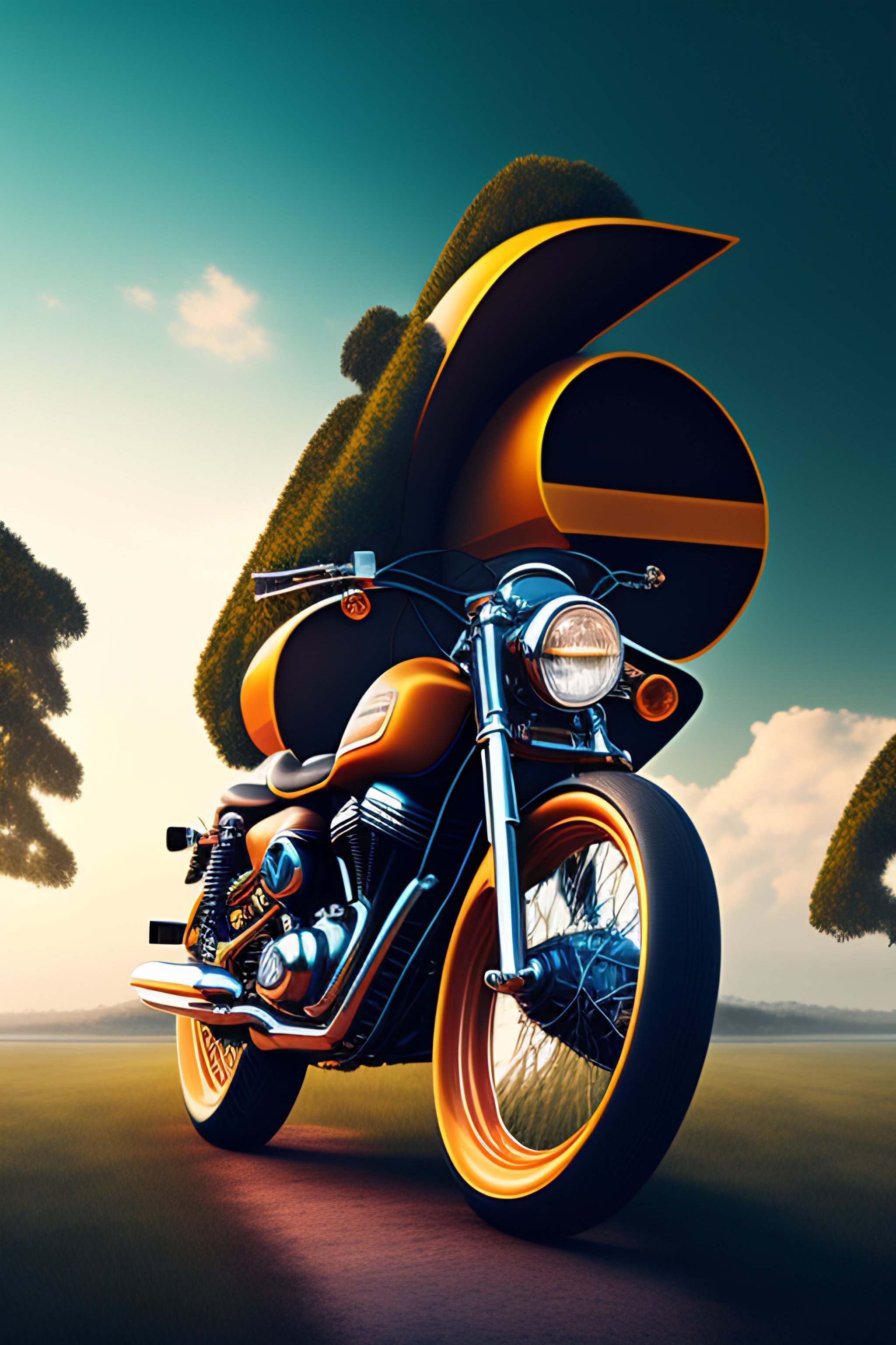 Lexica - Motorcycle ontop of a tree