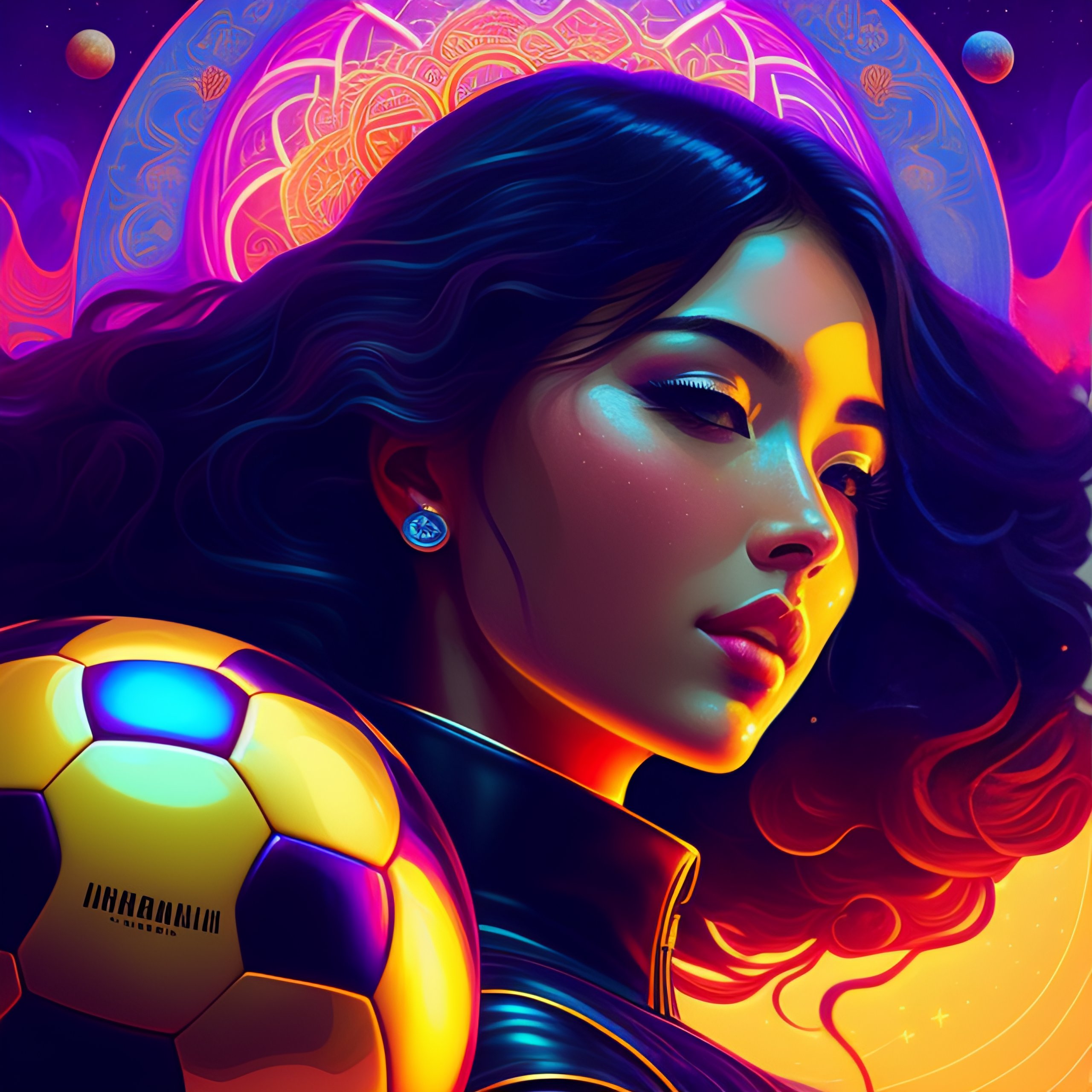 Lexica - American football super bowl concept, female soccer players, small  clothes, full body speed, emotion, digital painting, space for type