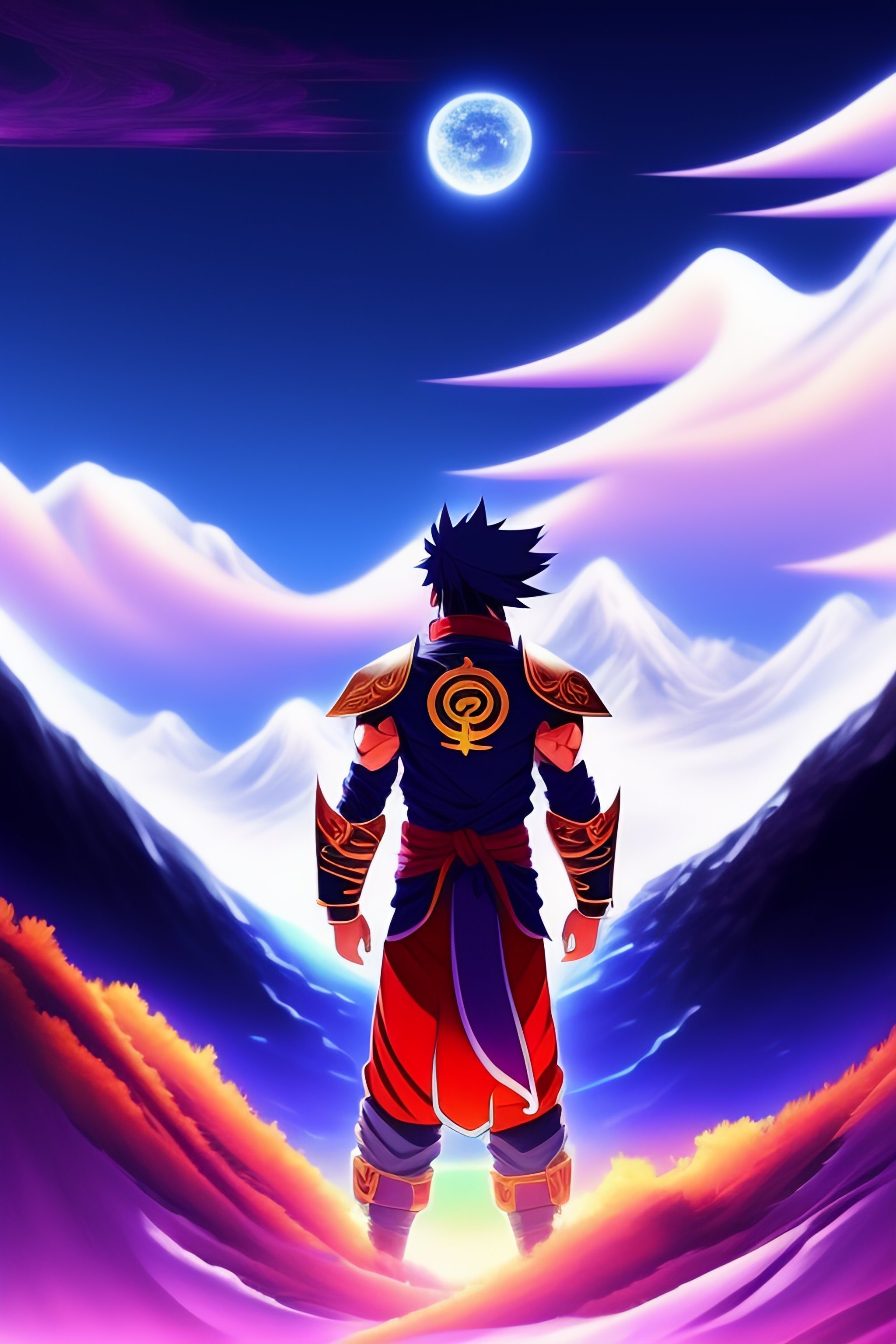 Lexica - Bijuu susano in Naruto towering over a mountain Anime style 2d