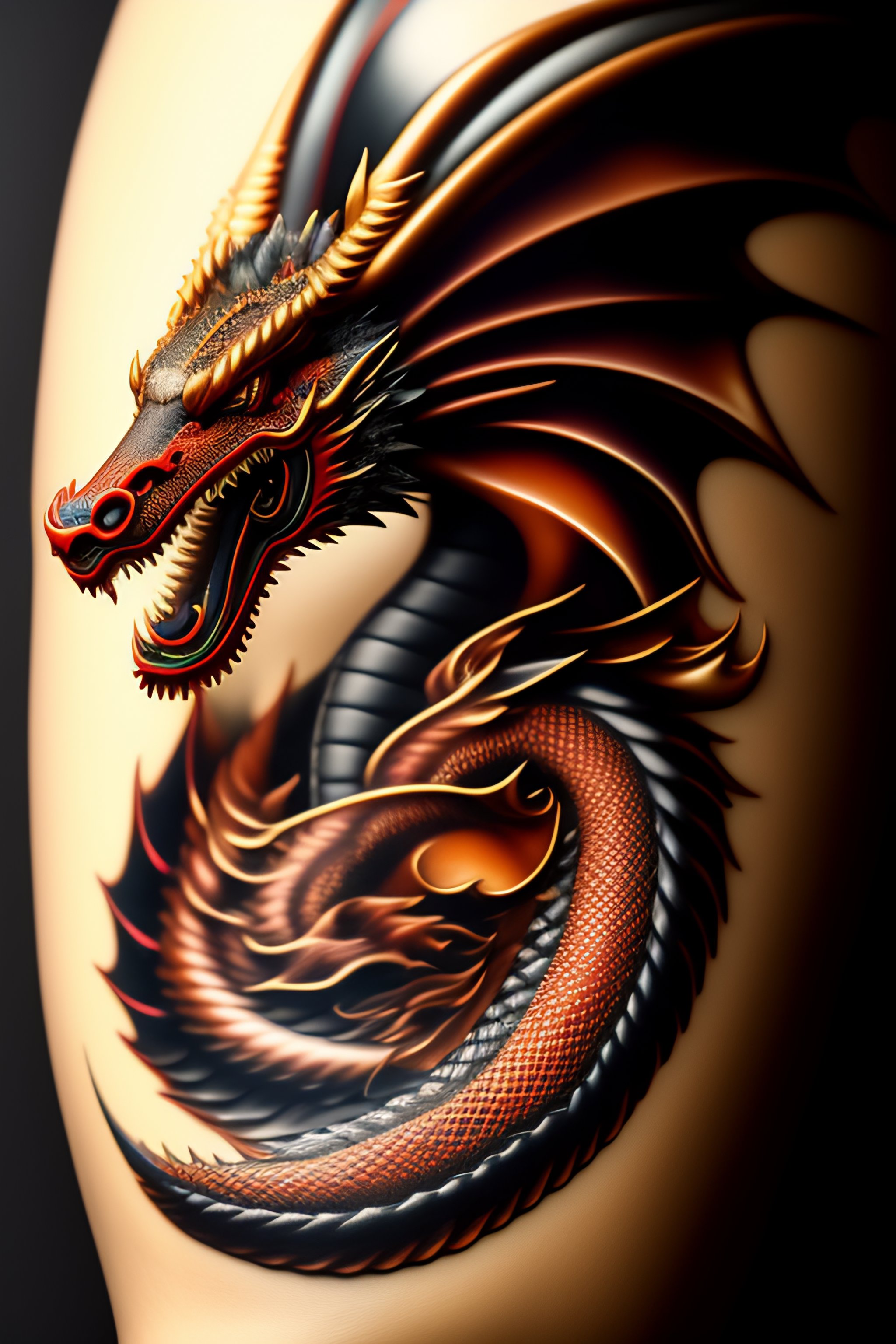 Lexica - Dragon tattoo around arm