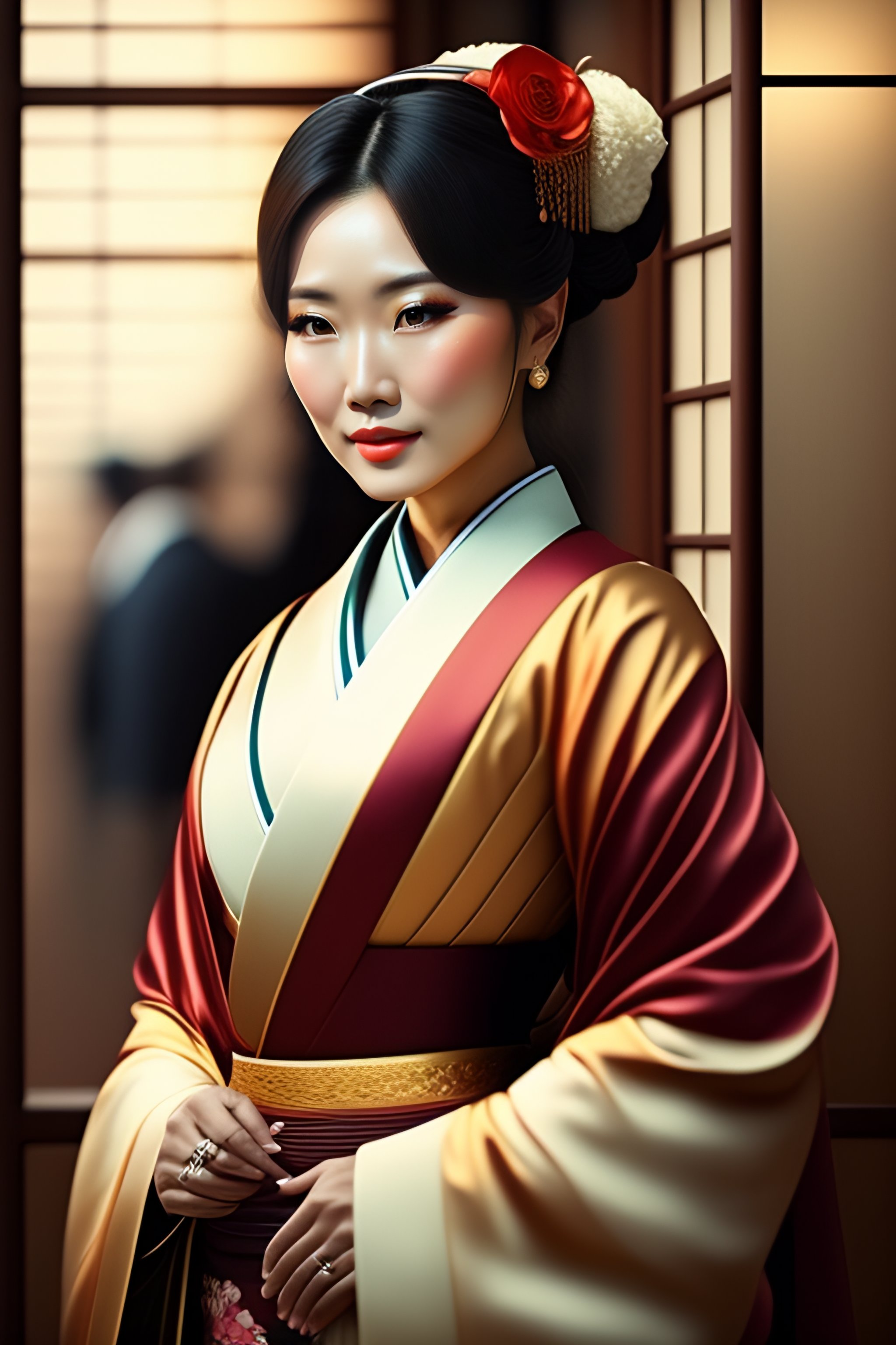 Lexica Beautiful woman, dressed like Japanese,